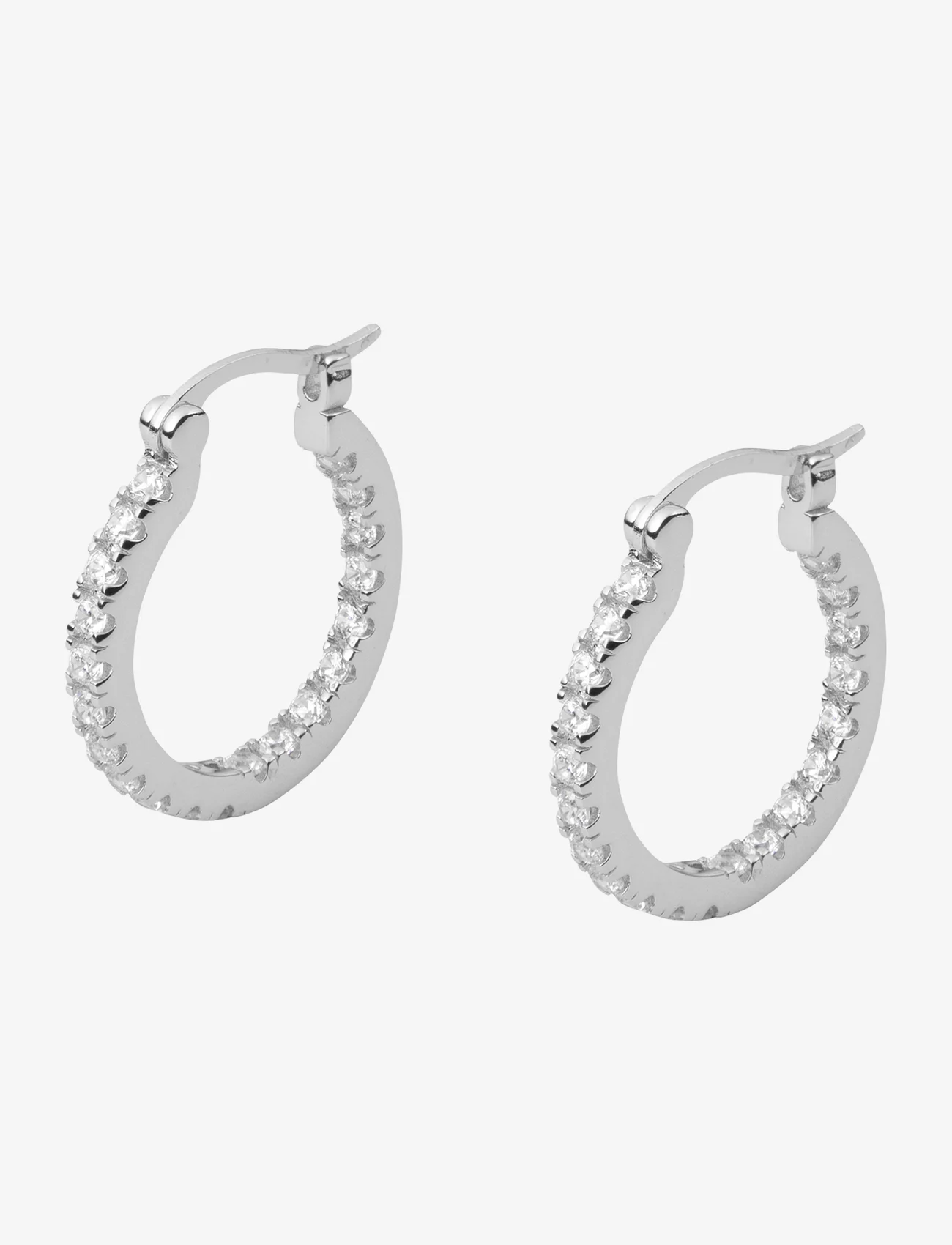 Mockberg - Lunar Earrings Silver/White Large - kreolen - silver - 0