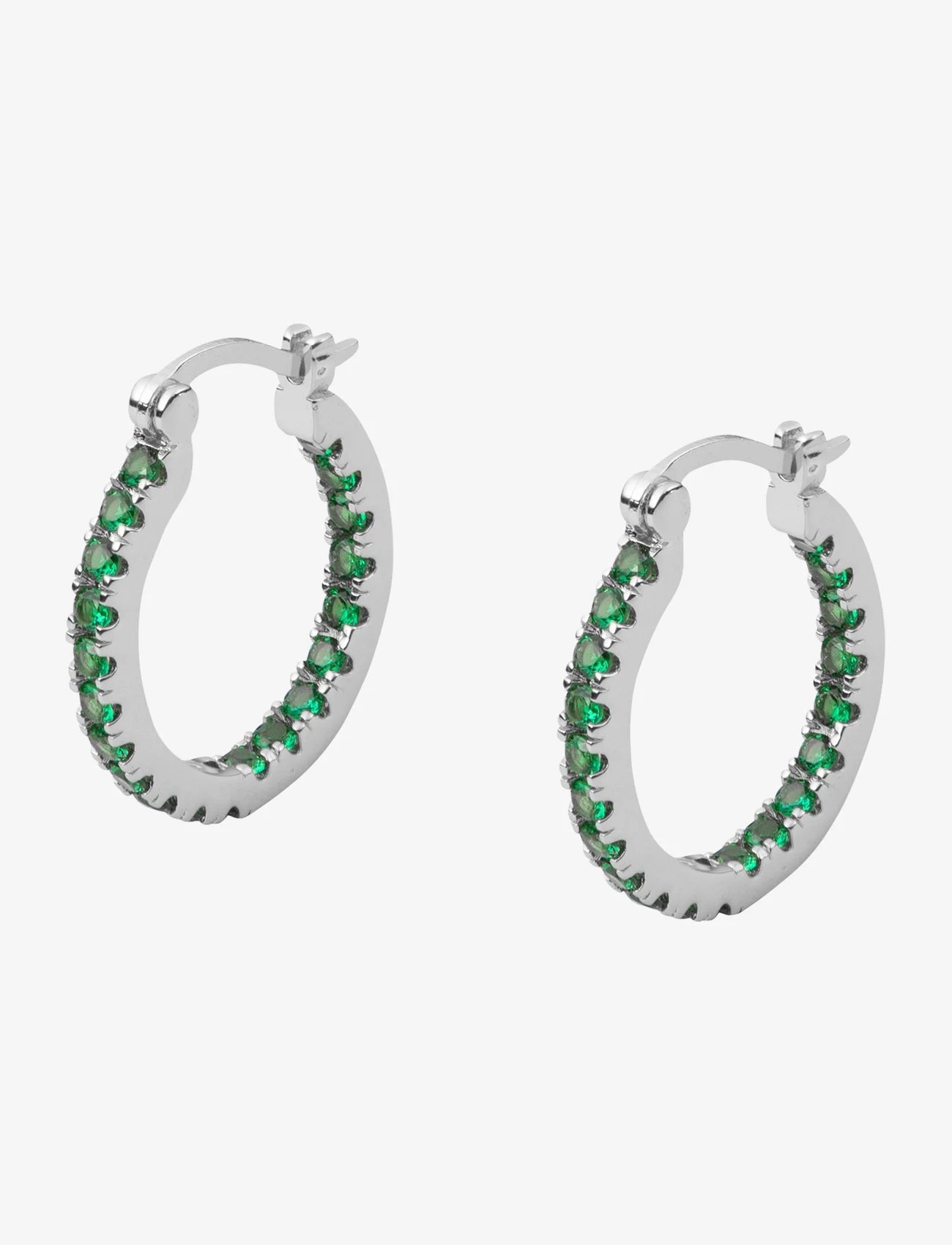 Mockberg - Lunar Earrings Silver/Green Large - kreolen - silver - 0