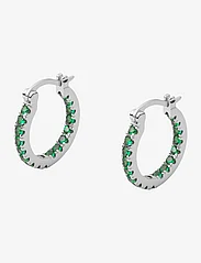 Mockberg - Lunar Earrings Silver/Green Medium - korvarenkaat - silver - 0
