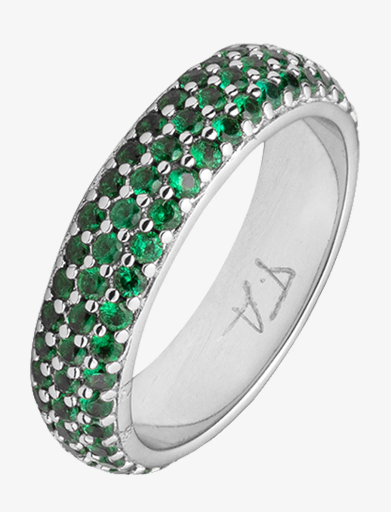 Mockberg - Solar Ring Silver/Green L/56 - festklær til outlet-priser - silver - 0
