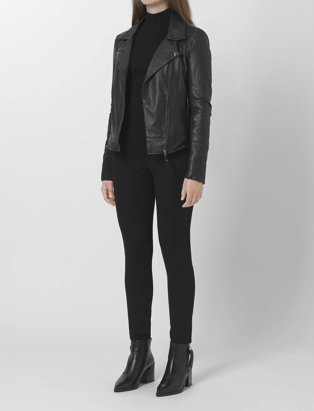 Iman leather top moto jacket