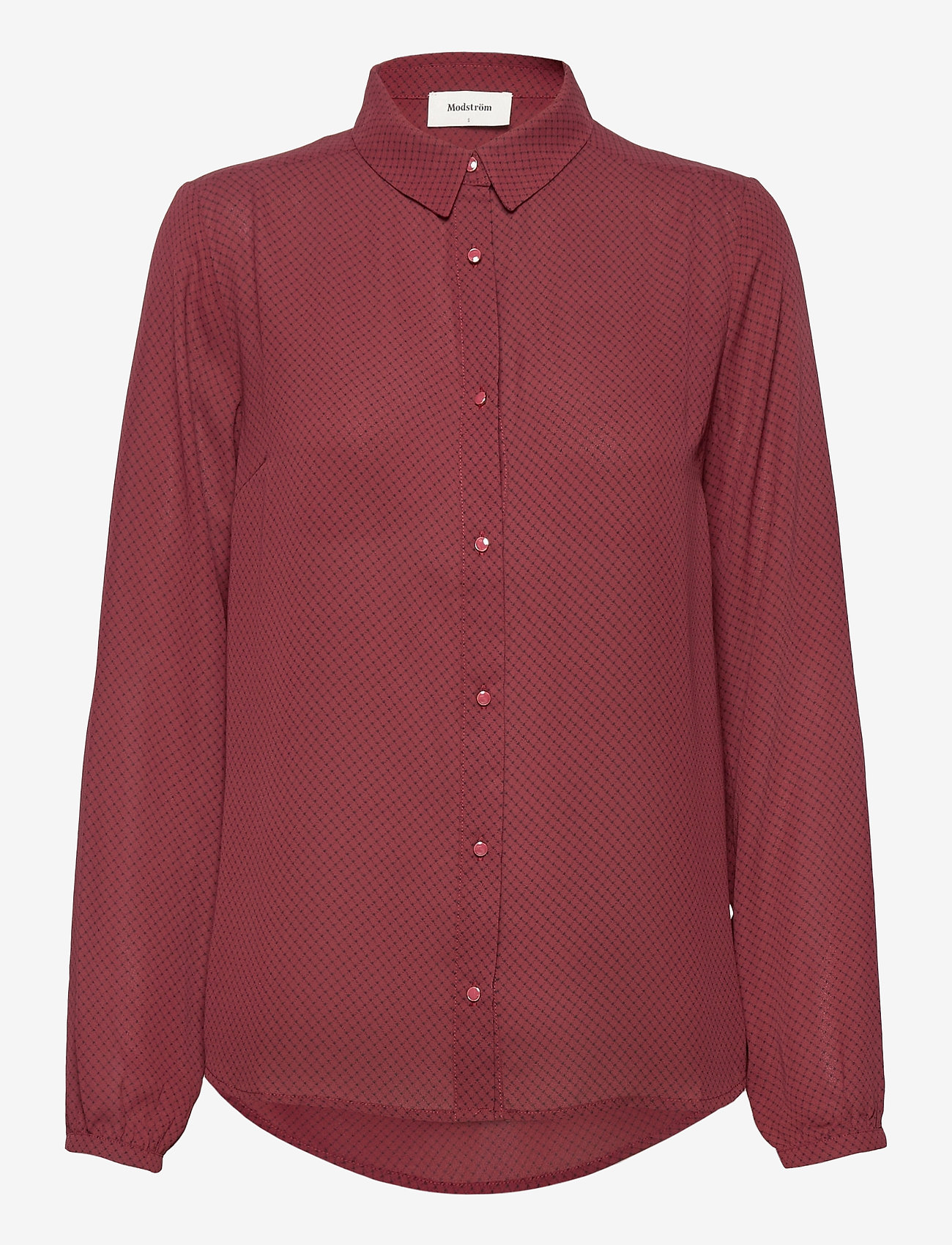 Modström - Filo print shirt - maroon grid - 0