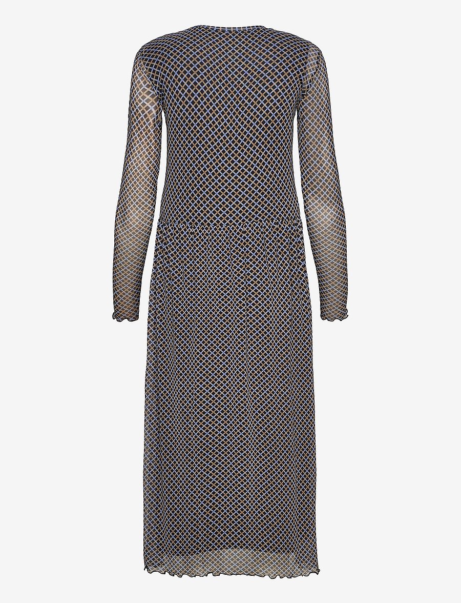 Modström - Fairy print dress - midi kjoler - blue camel check - 2