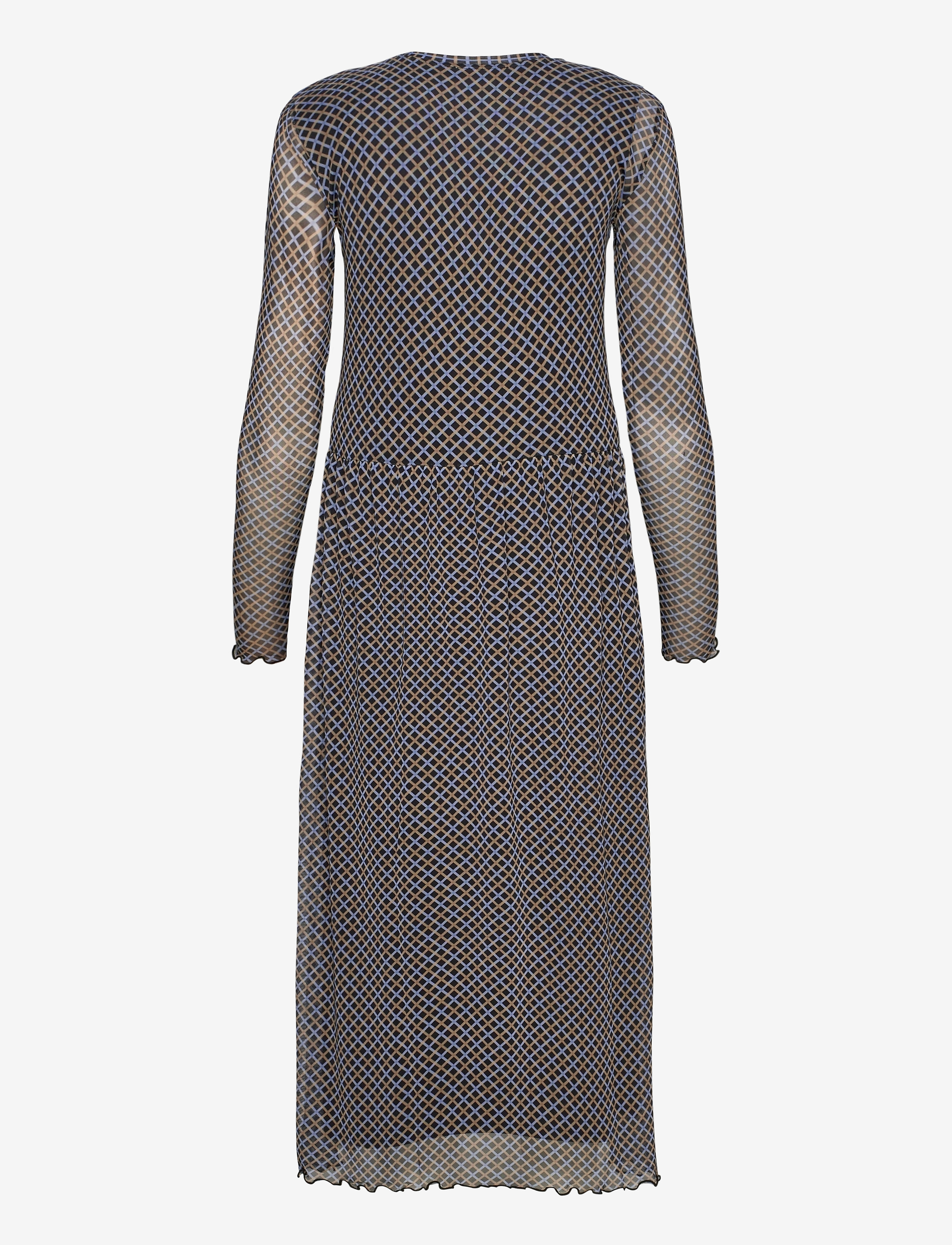Modström - Fairy print dress - sukienki do kolan i midi - blue camel check - 2