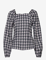 Modström - Truly top - long-sleeved blouses - navy purple check - 0