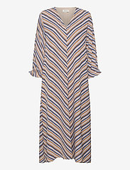Modström - Clementine print LS dress - sukienki do kolan i midi - faded dark stripe - 0