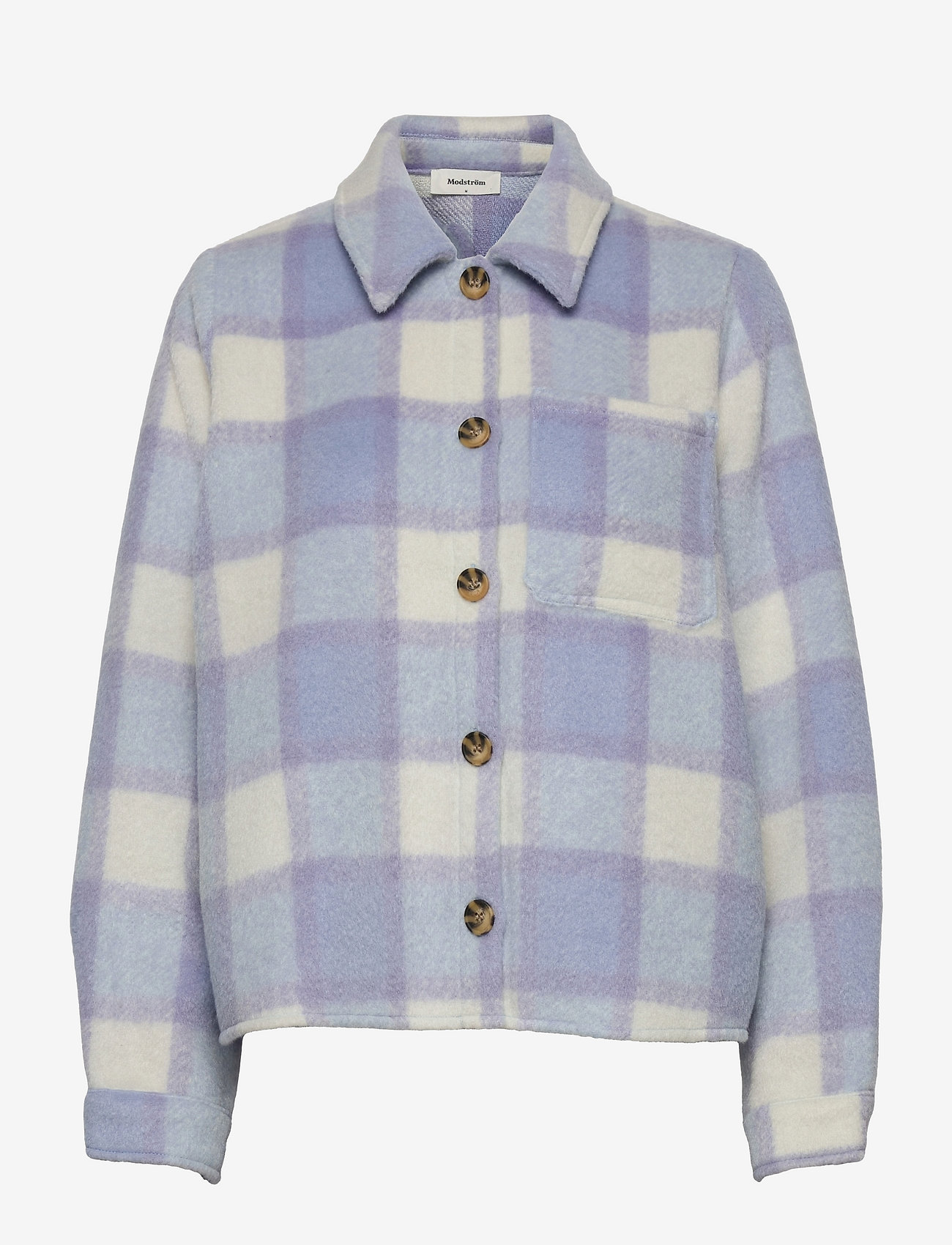 Modström - Josh coatigan - purple cream check - 0