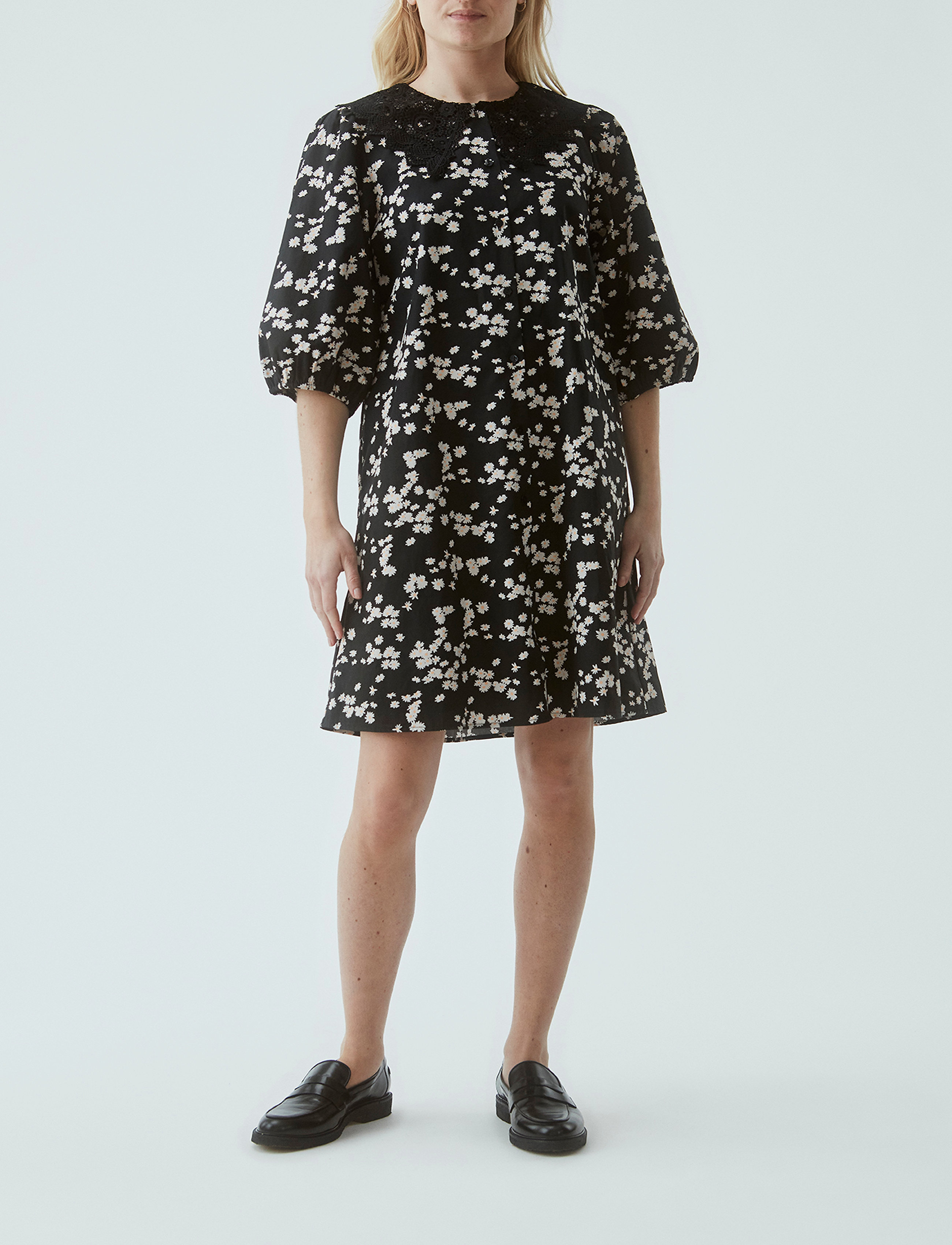 Modström Lilith Print Dress, XS, Dresses, Schwarz - Knee-length & Midi, Frauen