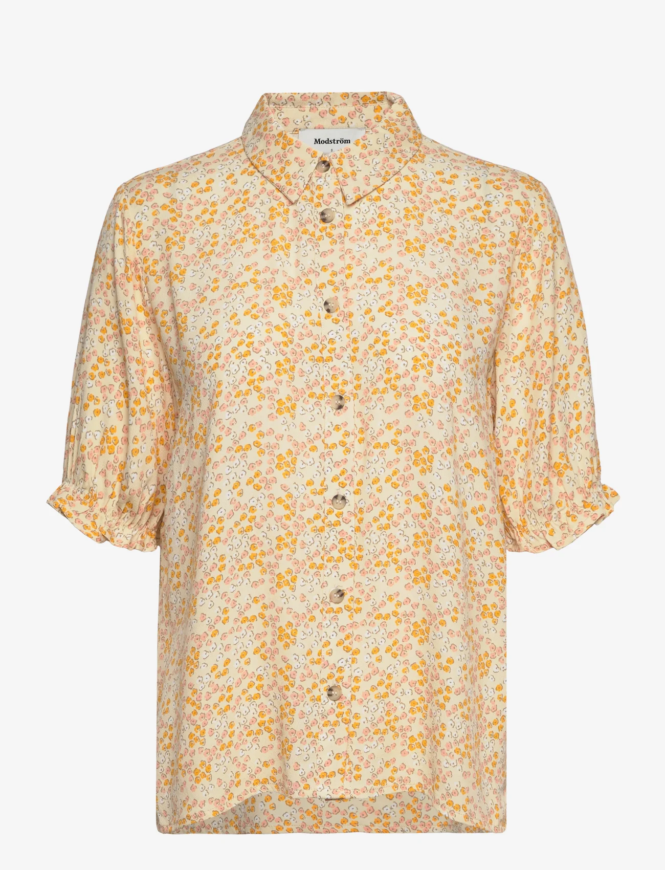 Modström - RavenMD print shirt - short-sleeved shirts - bobble bloom peach - 0