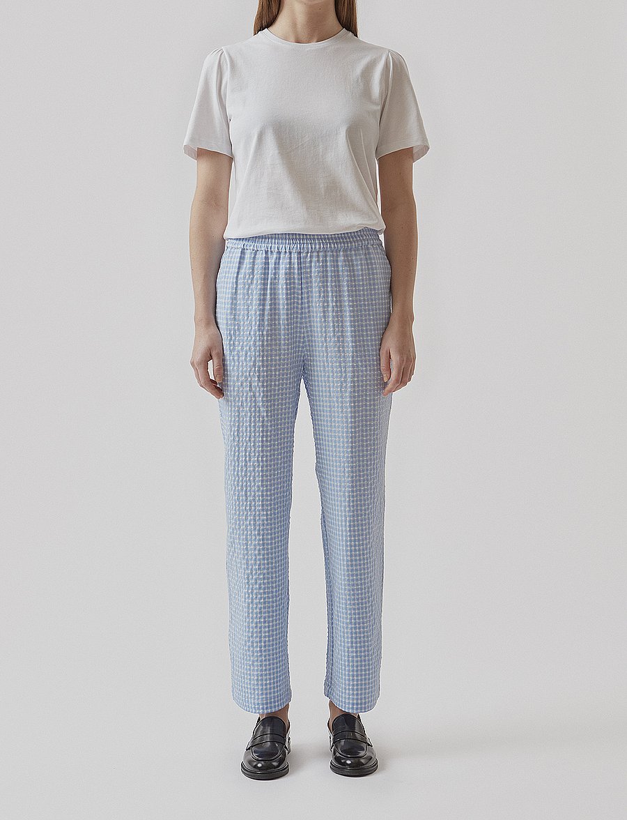Modström - RimmeMD pants - hose mit geradem bein - light blue check - 0