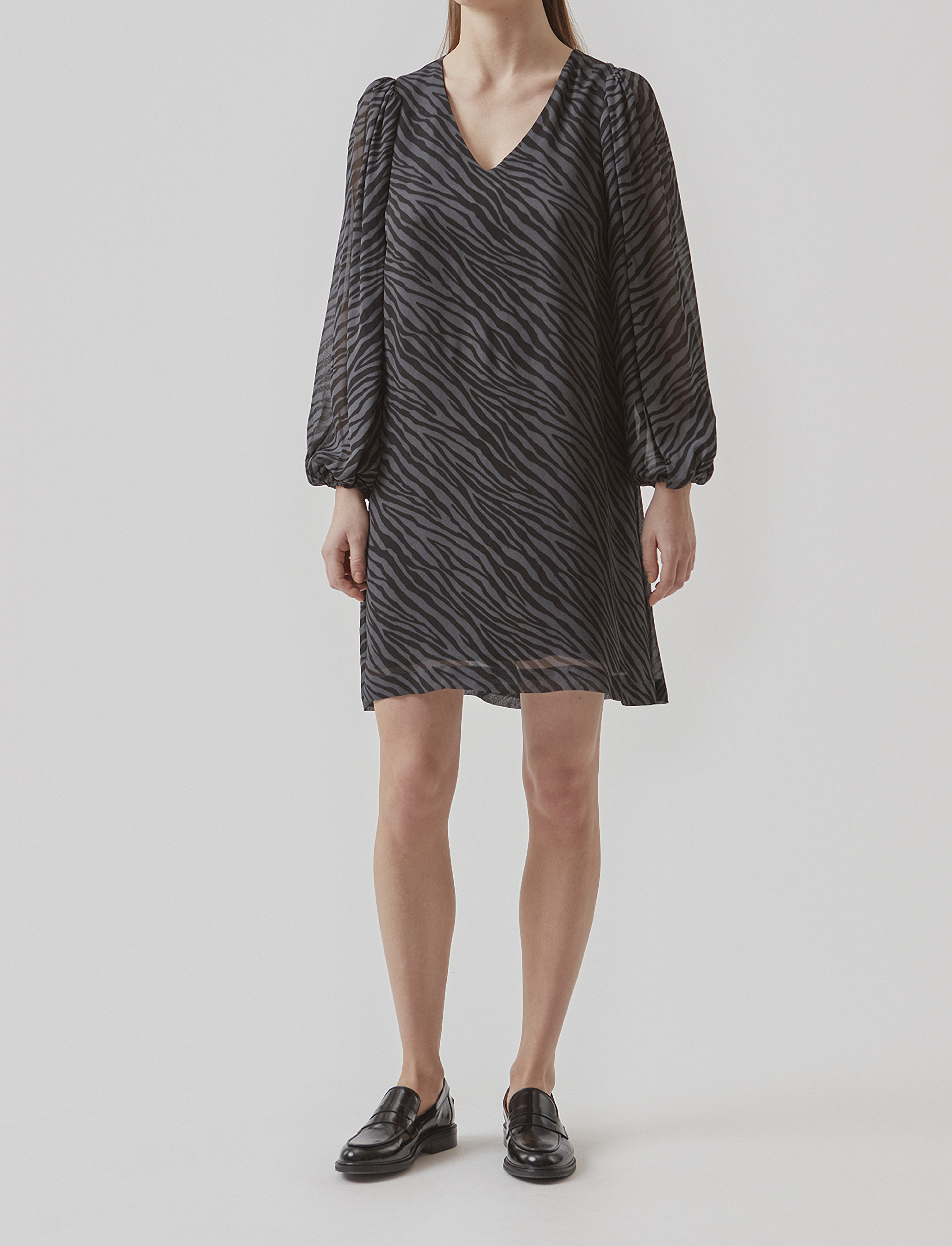 Modström Ariellamd Print Dress, Kvinder, Zebra Print Kjole, Sort, Str: XS