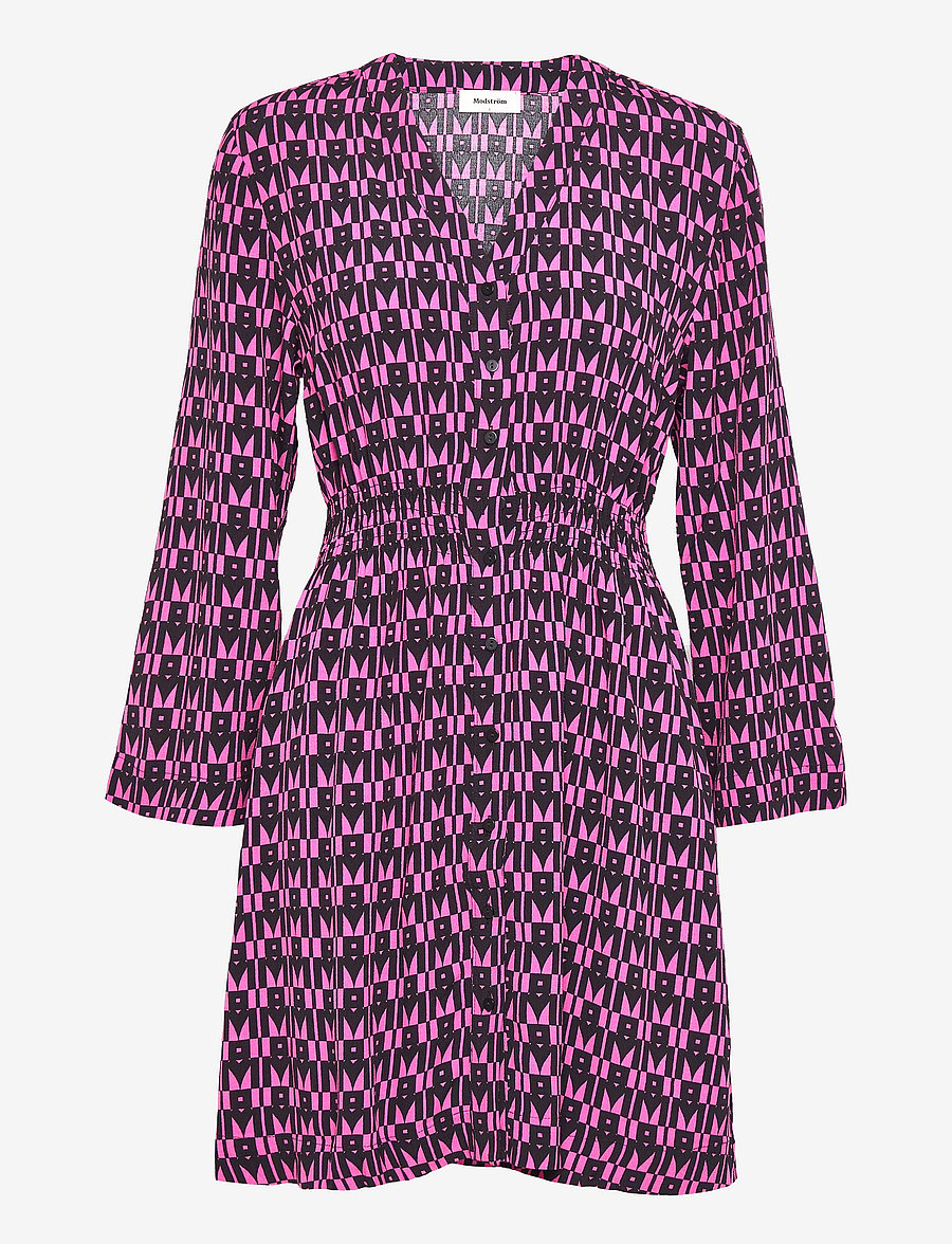 Modström - BorysMD print dress - korta klänningar - graphic heart cosmos pink - 1