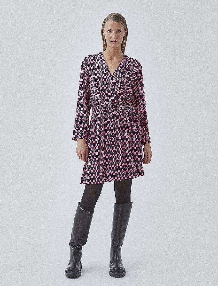 Modström - BorysMD print dress - korta klänningar - graphic heart cosmos pink - 0