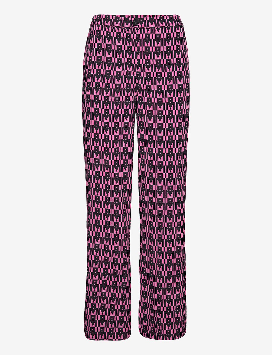Modström - BorysMD print pants - raka byxor - graphic heart cosmos pink - 1