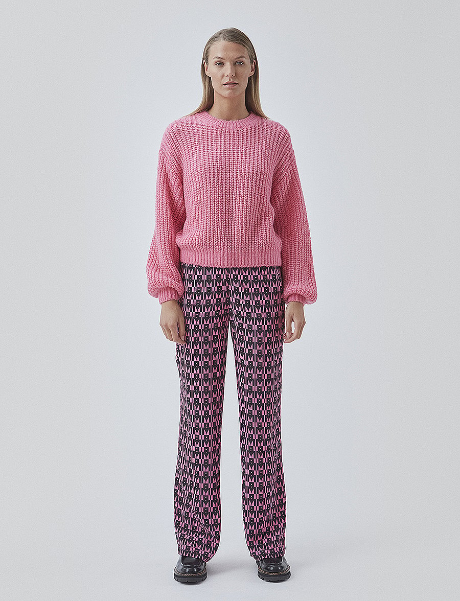 Modström - BorysMD print pants - raka byxor - graphic heart cosmos pink - 0