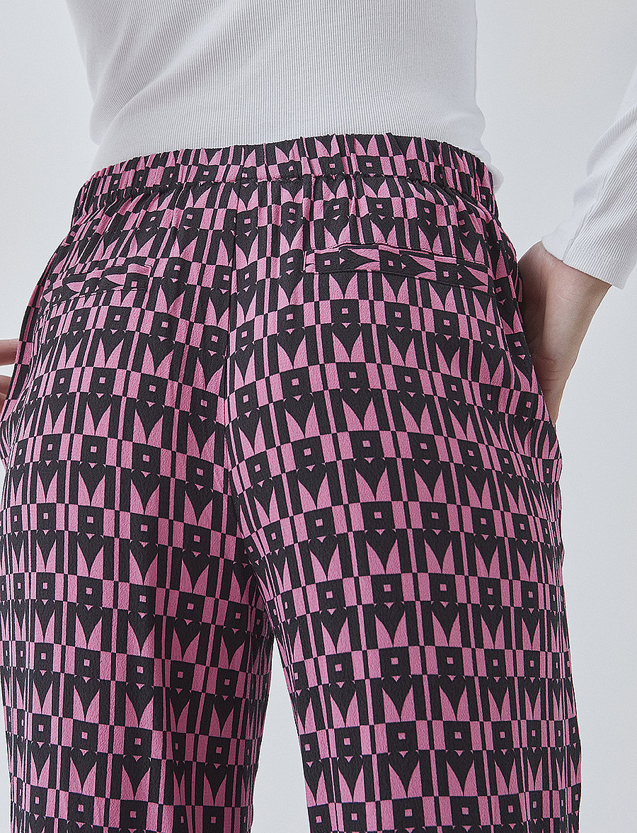 Modström - BorysMD print pants - raka byxor - graphic heart cosmos pink - 3