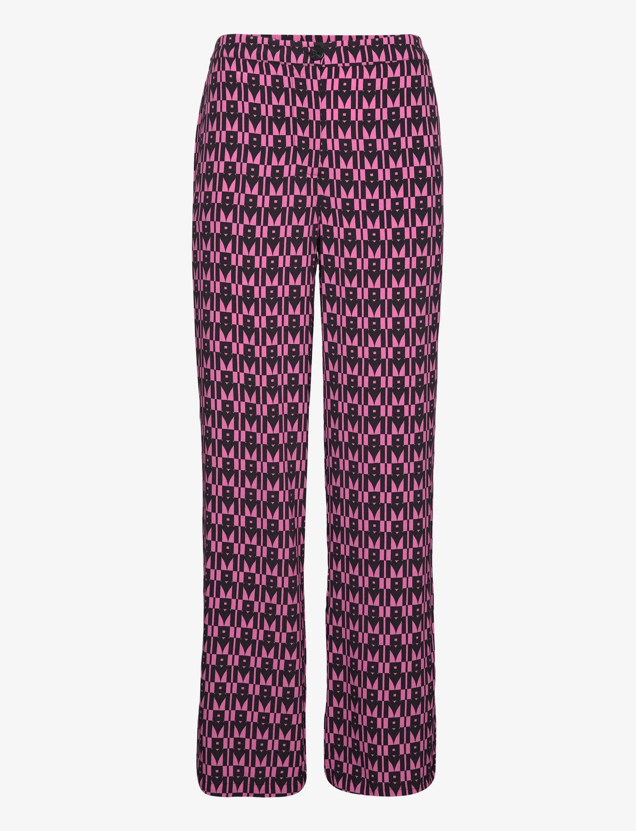 Modström - BorysMD print pants - sirge säärega püksid - graphic heart cosmos pink - 0