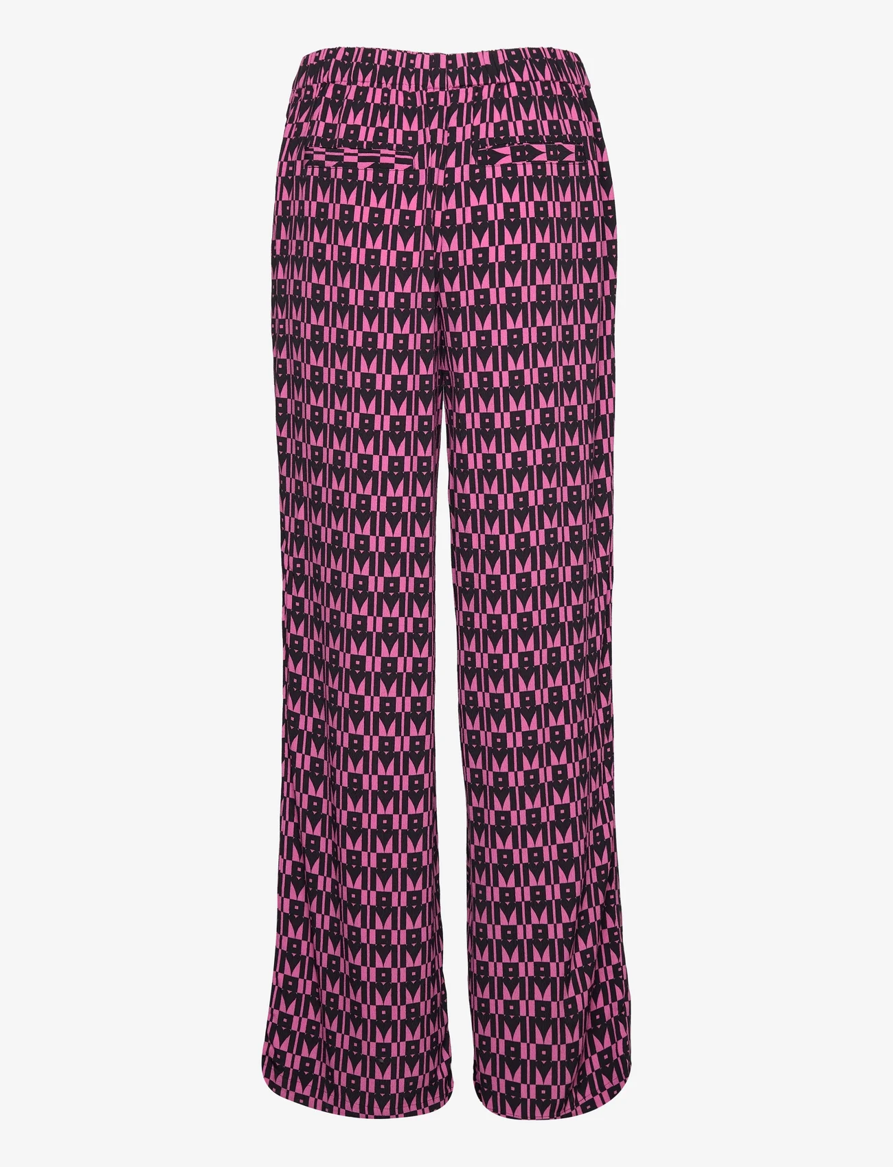 Modström - BorysMD print pants - bukser med lige ben - graphic heart cosmos pink - 1