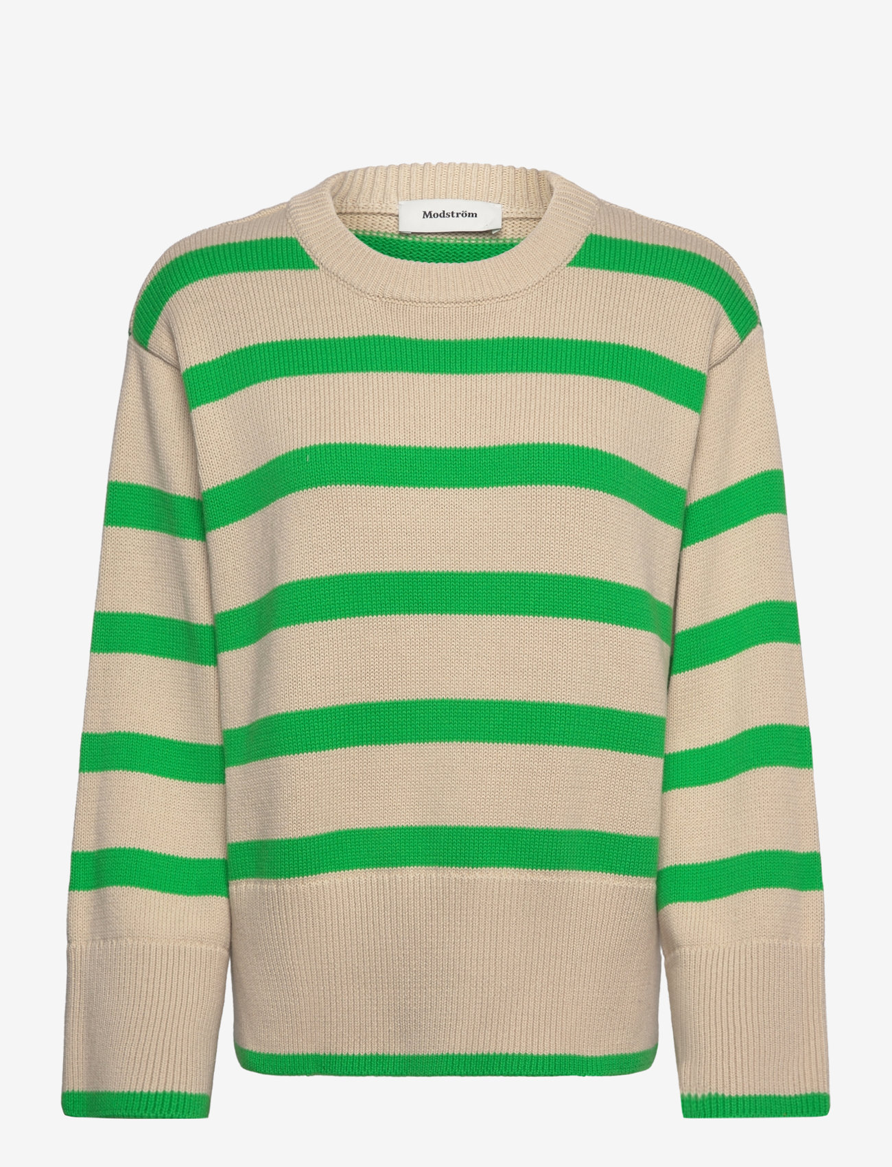 Modström - CorbinMD stripe o-neck - green summer sand stripe - 0