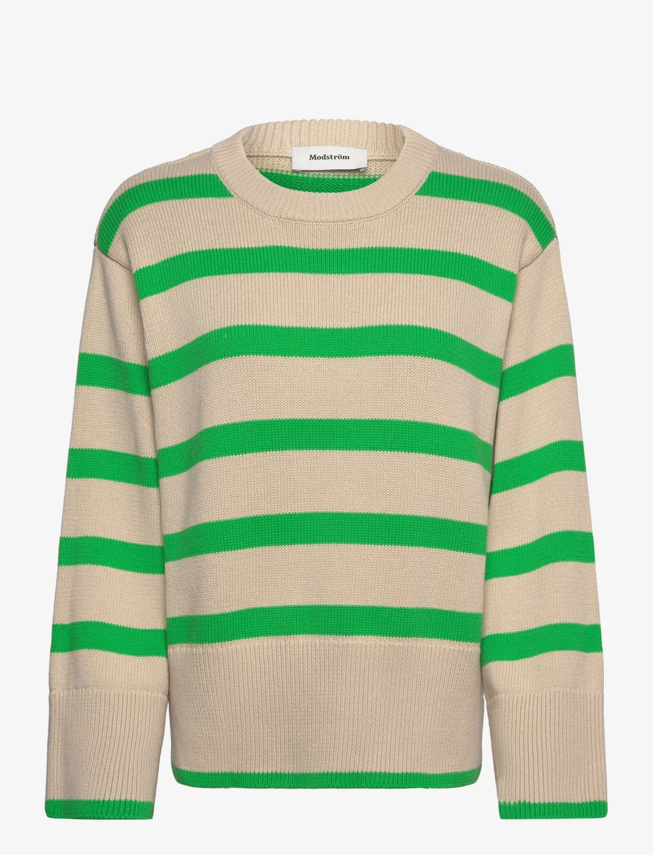 Modström - CorbinMD stripe o-neck - trøjer - green summer sand stripe - 0