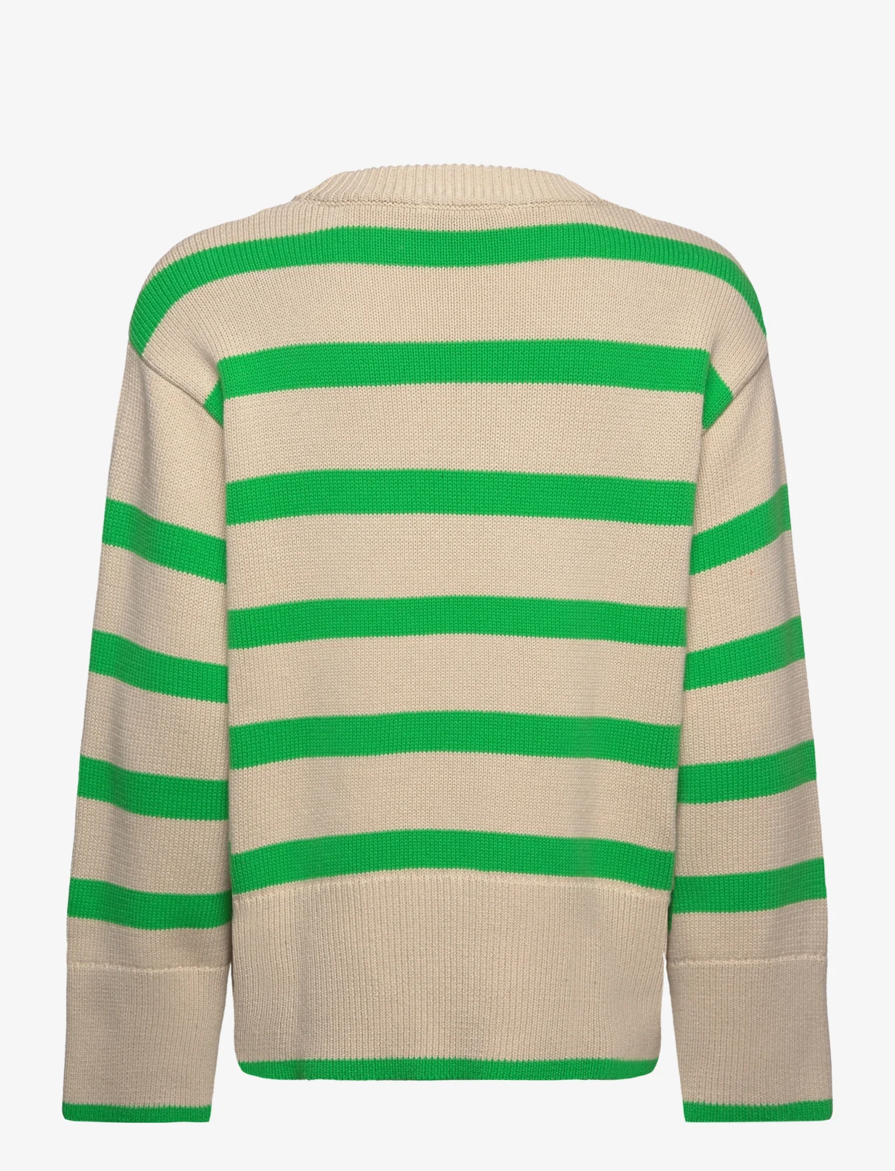 Modström - CorbinMD stripe o-neck - tröjor - green summer sand stripe - 1