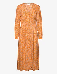 Modström - CorinnaMD print dress - midi dresses - vibrant orange flower leaf - 0