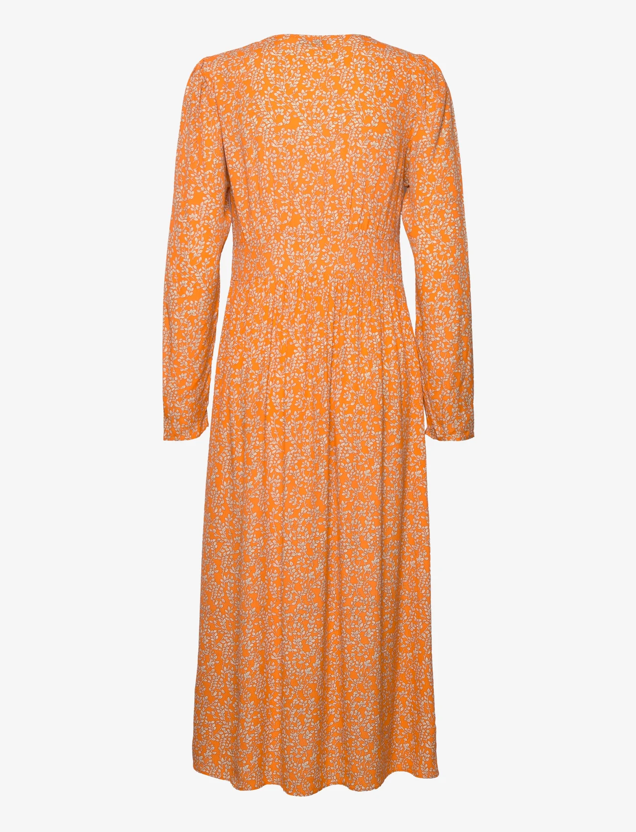Modström - CorinnaMD print dress - midiklänningar - vibrant orange flower leaf - 1