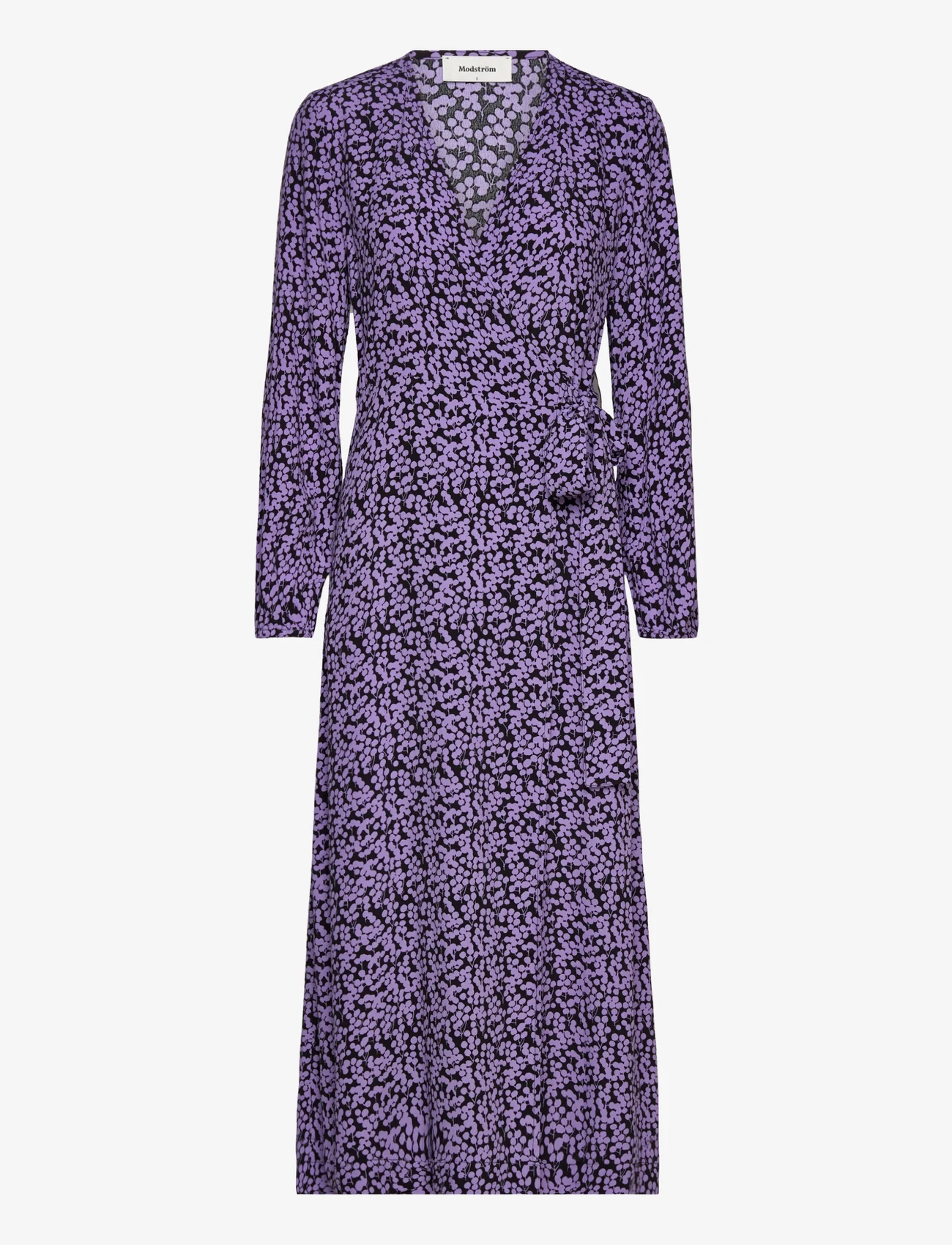 Modström - ChesliMD print wrap dress - omlottklänningar - purple flower buds - 0