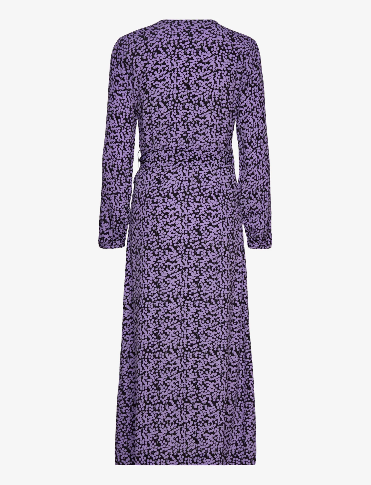 Modström - ChesliMD print wrap dress - omlottklänningar - purple flower buds - 1