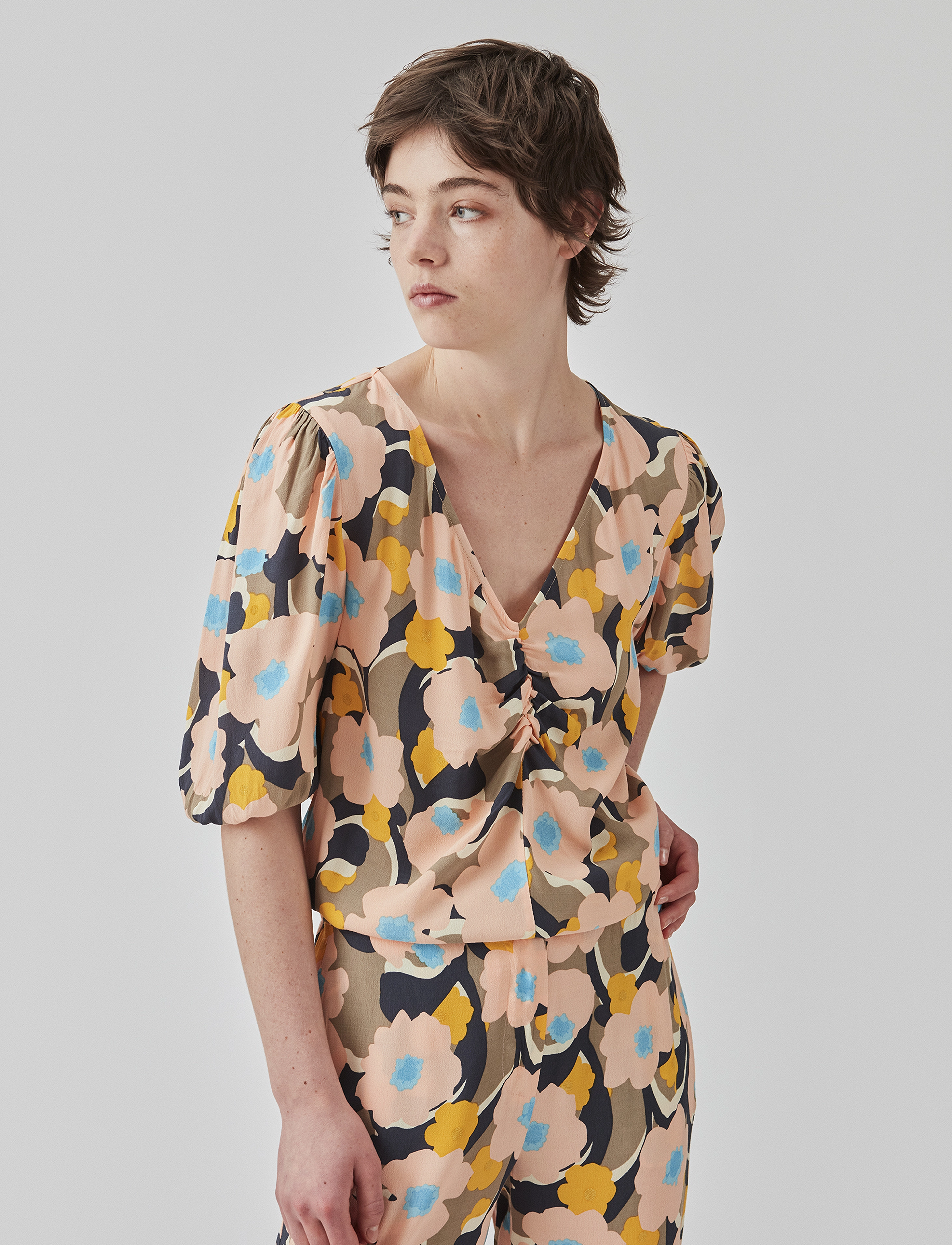Modström - DustinMD print top - kortærmede bluser - sunset bouquet - 3
