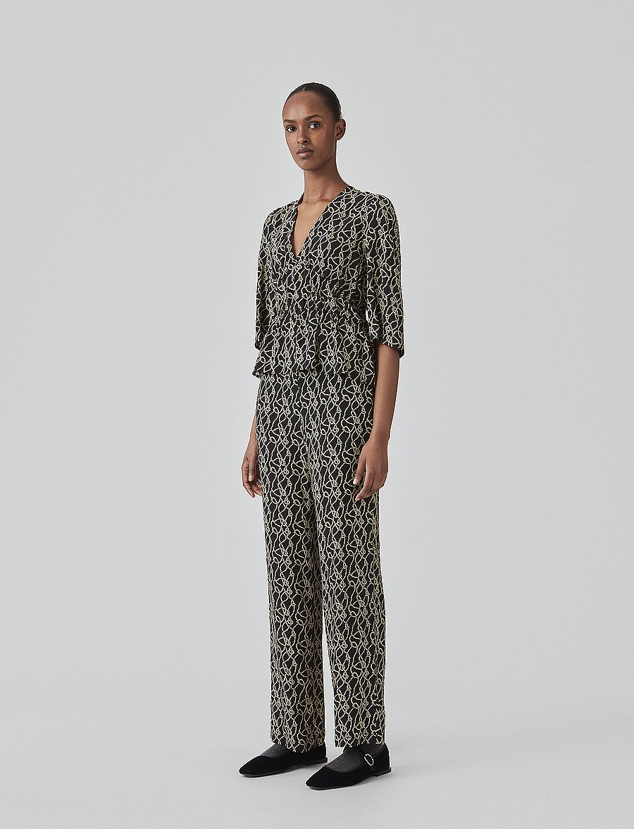Modström - FelineMD print pants - hosen mit weitem bein - fall rope - 0