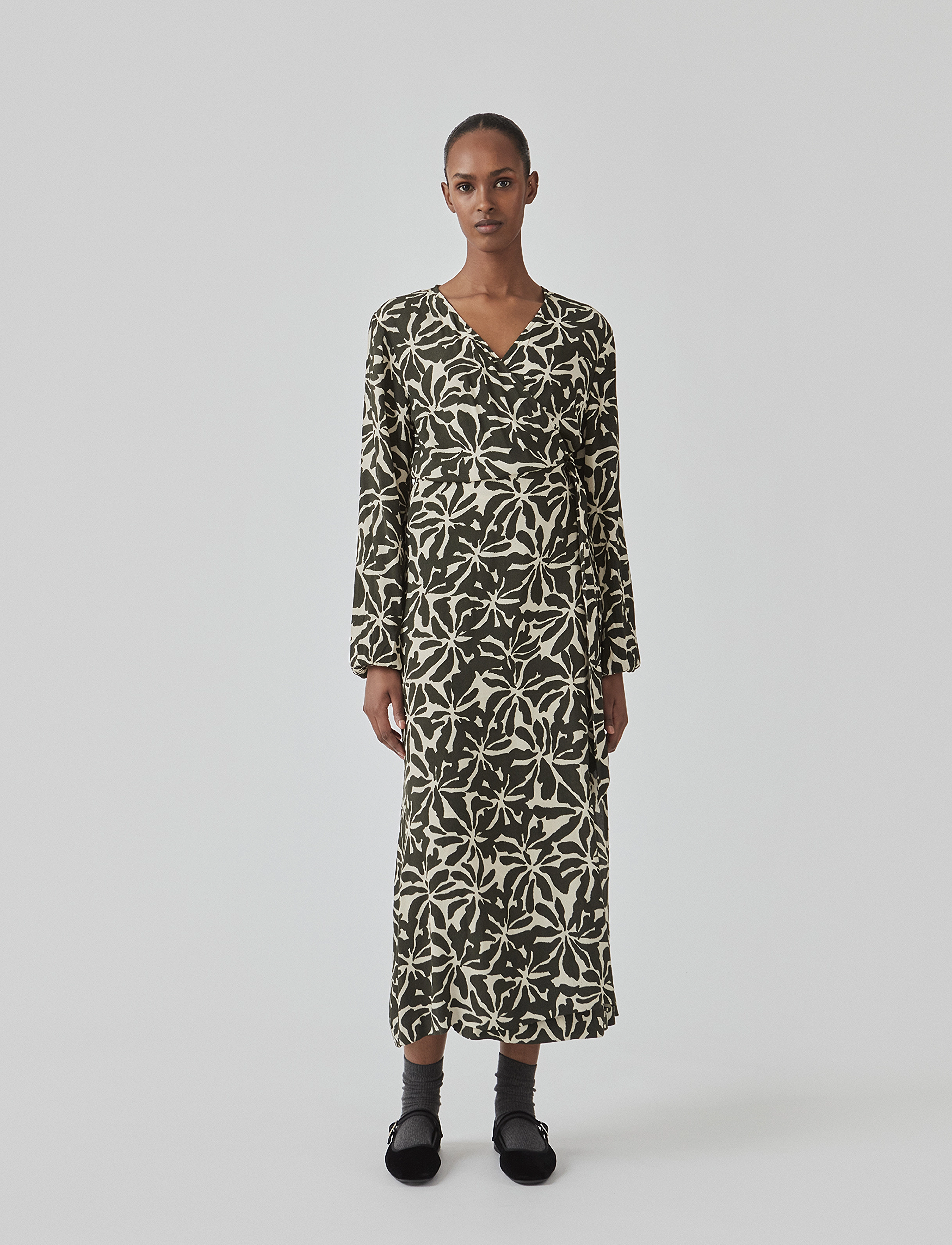 Modström Fernmd Print Wrap Dress, XS, Dresses, Grün - Maxi Frauen
