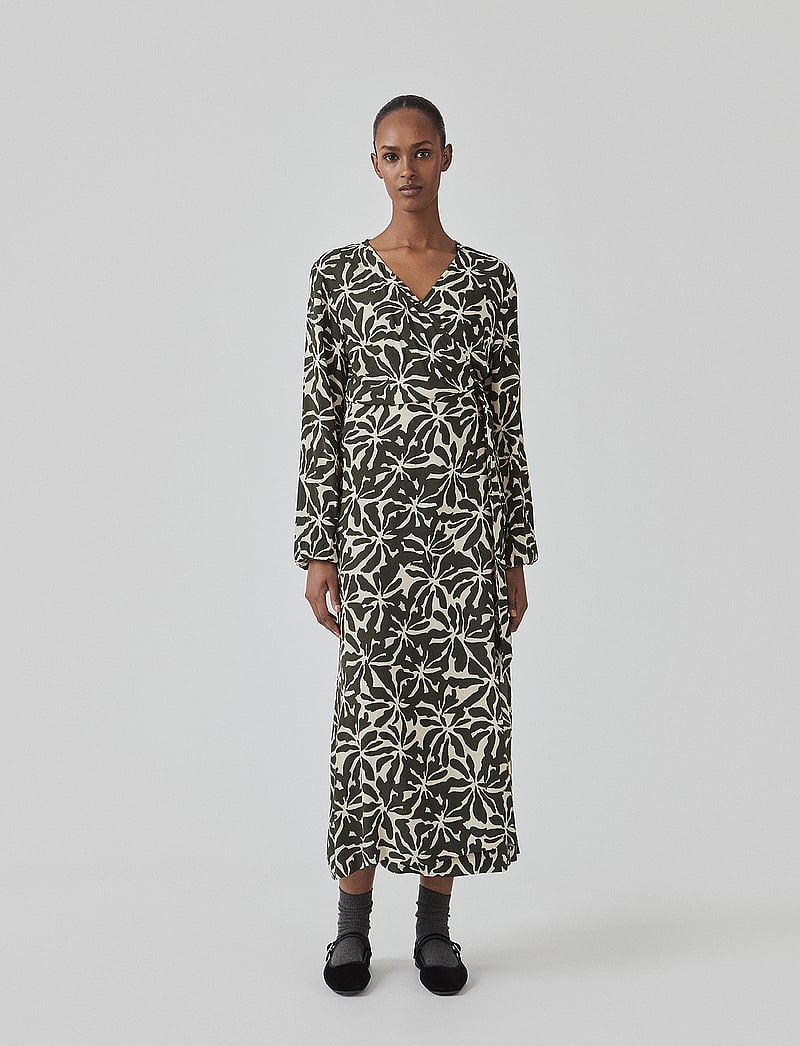 Modström - FernMD print wrap dress - omlottklänningar - ocean fleur - 0