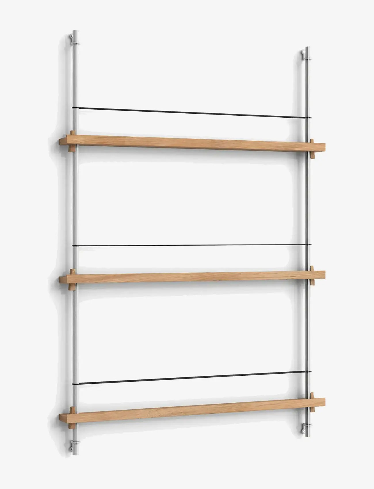MOEBE - Box set, Magazine Shelving MS.115.1, Black shelves, Black legs (FSC MIX CREDIT) - magasinholdere - oak/stainless steel - 0