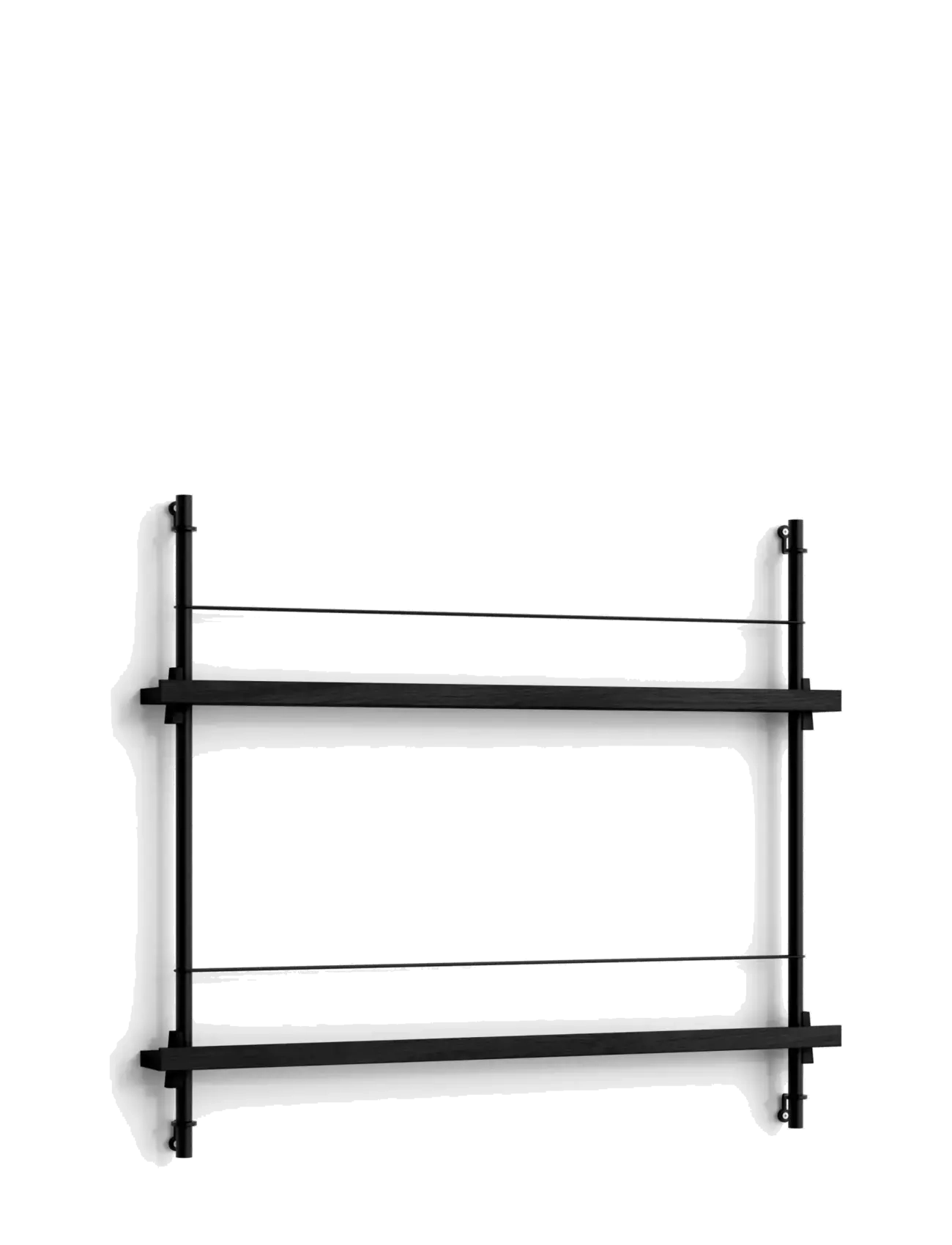 MOEBE Box set, Magazine Shelving MS.65.1, Oak shelves, Stainless Steel legs (FSC MIX CREDIT) - Hylder - BLACK / black