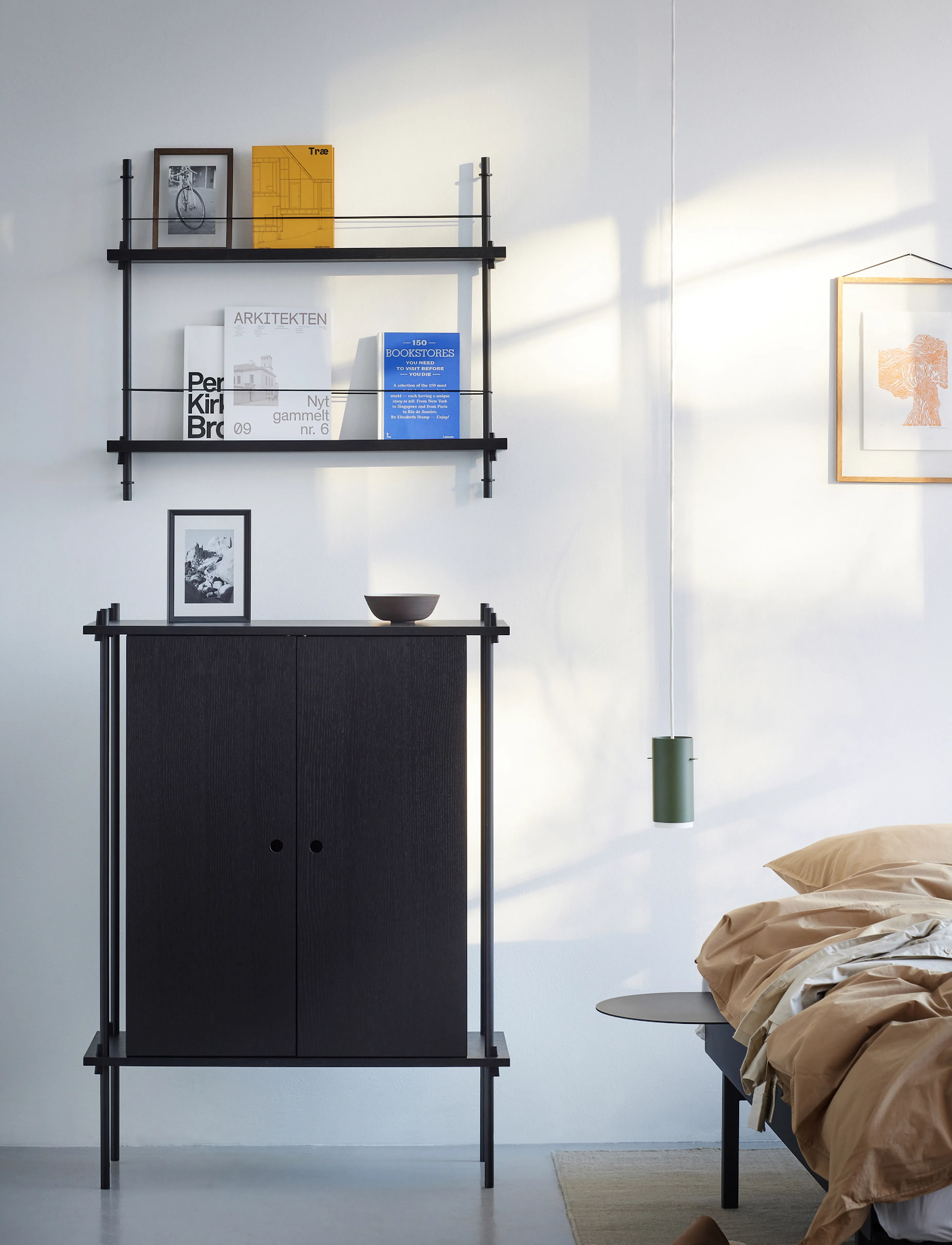 MOEBE Box Set, Magazine Shelving Ms.65.1, Black Shelves, Stainless Steel Legs (Fsc Mix Credit), H:65 cm, Furniture, Schwarz - Homeware
