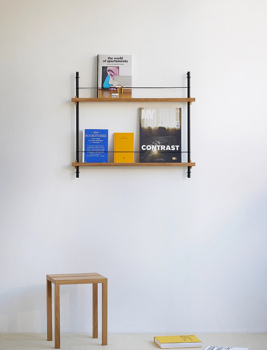 MOEBE - Box set, Magazine Shelving MS.65.1, Black shelves, Stainless Steel legs (FSC MIX CREDIT) - ajakirja hoidik - black/stainless stee - 2