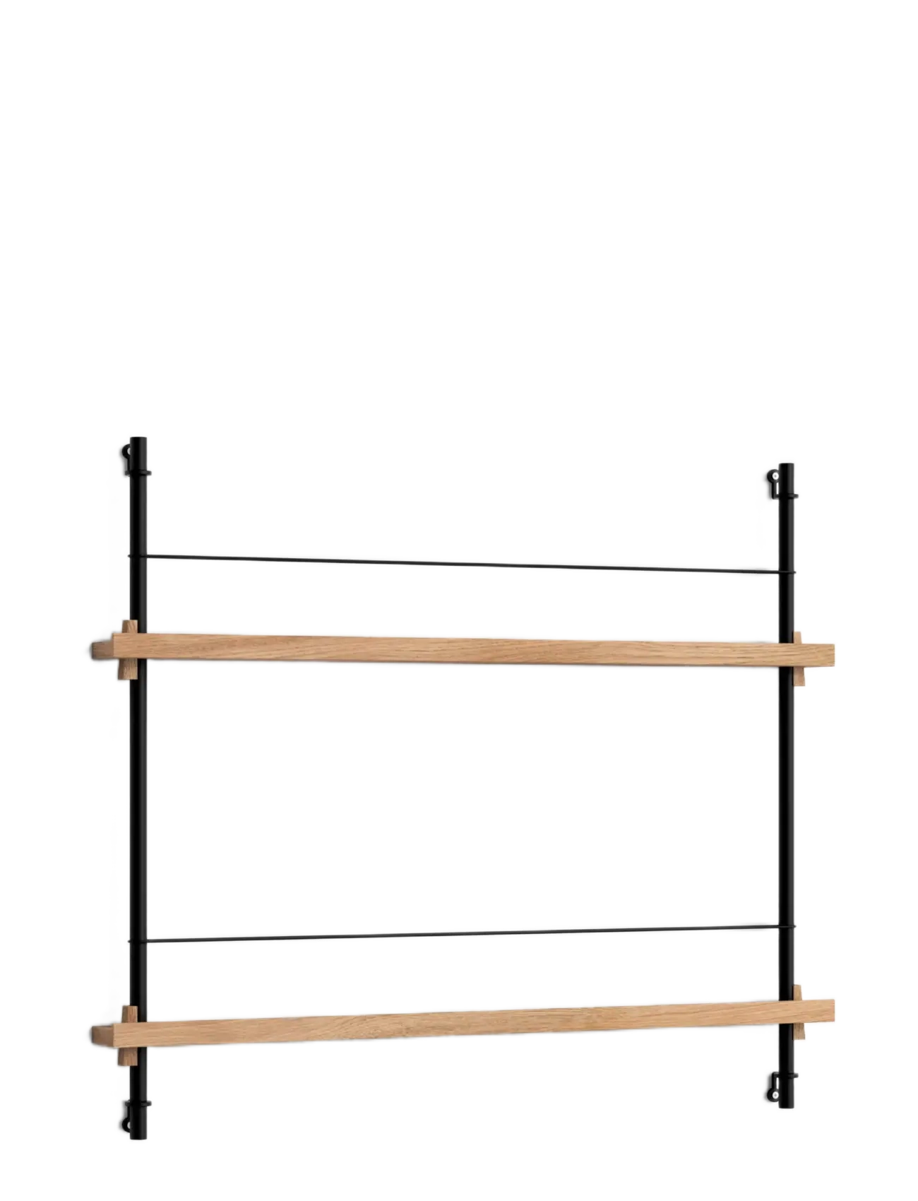 MOEBE Box set, Magazine Shelving MS.65.1, Black shelves, Stainless Steel legs (FSC MIX CREDIT) - MOEBE - OAK/BLACK / natural