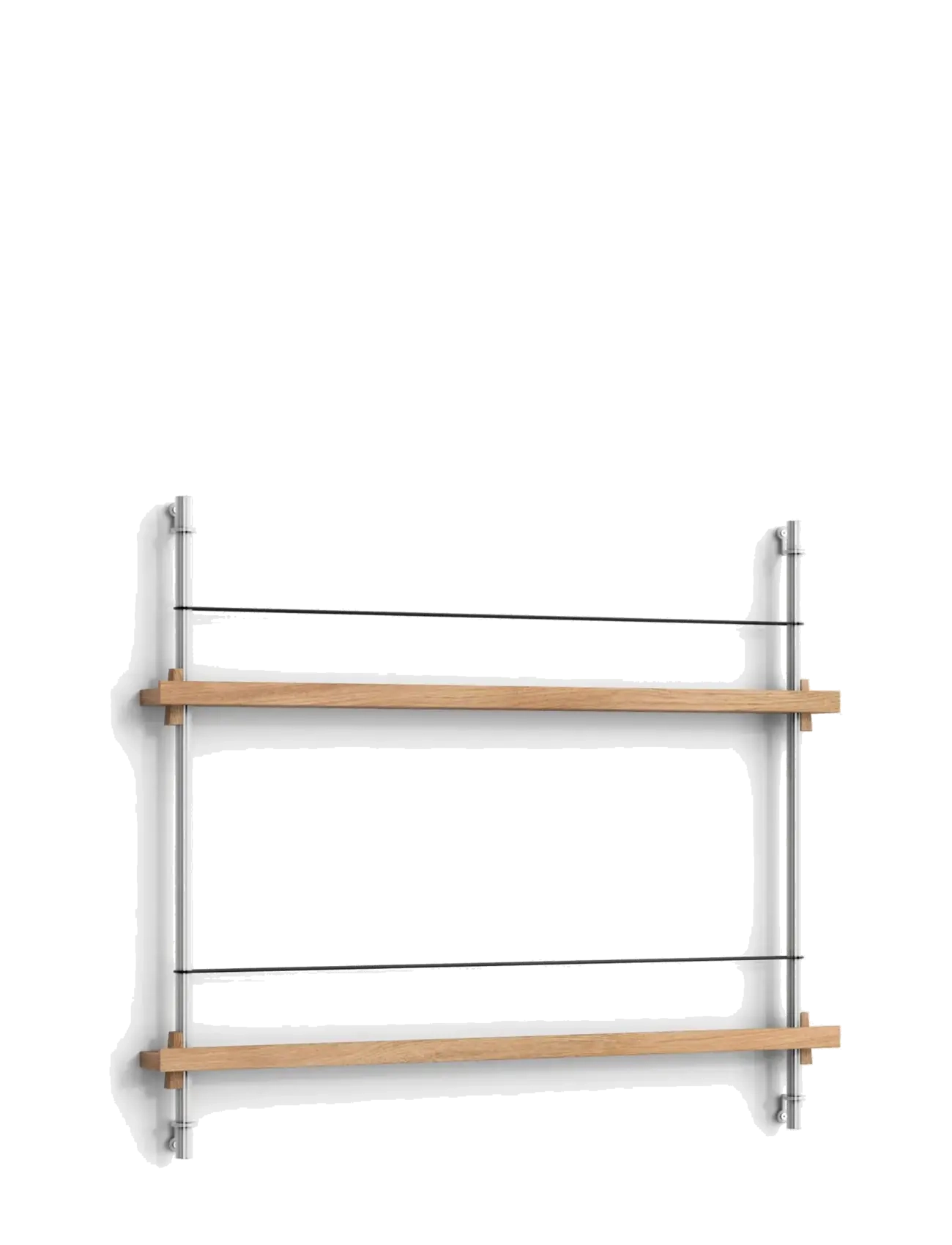 MOEBE Box set, Magazine Shelving MS.115.1, Black shelves, Black legs (FSC MIX CREDIT) - Espace de rangement - OAK/STAINLESS STEEL / brown