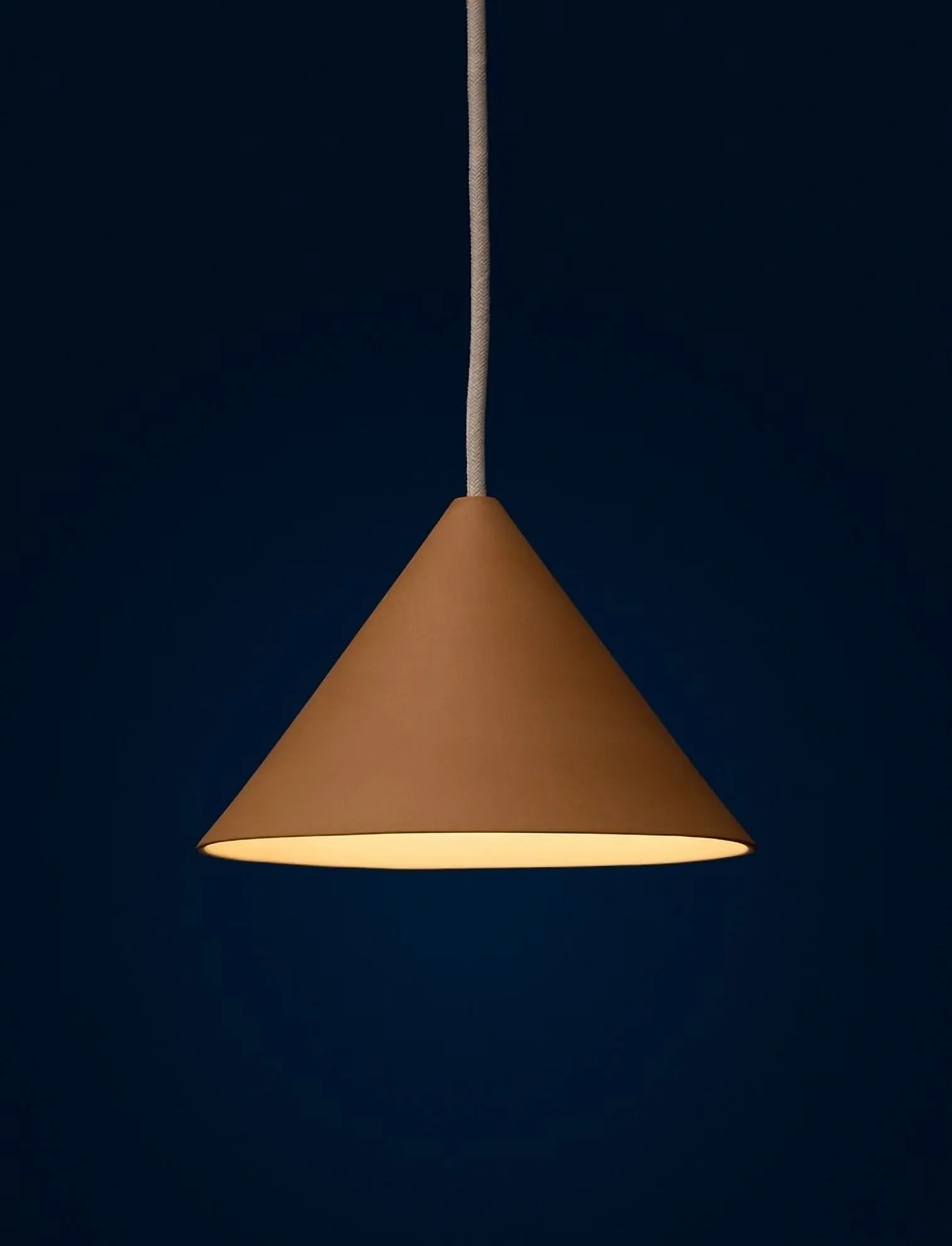 MOEBE Ceramic Cone Pendant, Light Ochre, 12.5X 19.5X 19.5 cm, Ceiling Lamps, Beige - Pendant Homeware