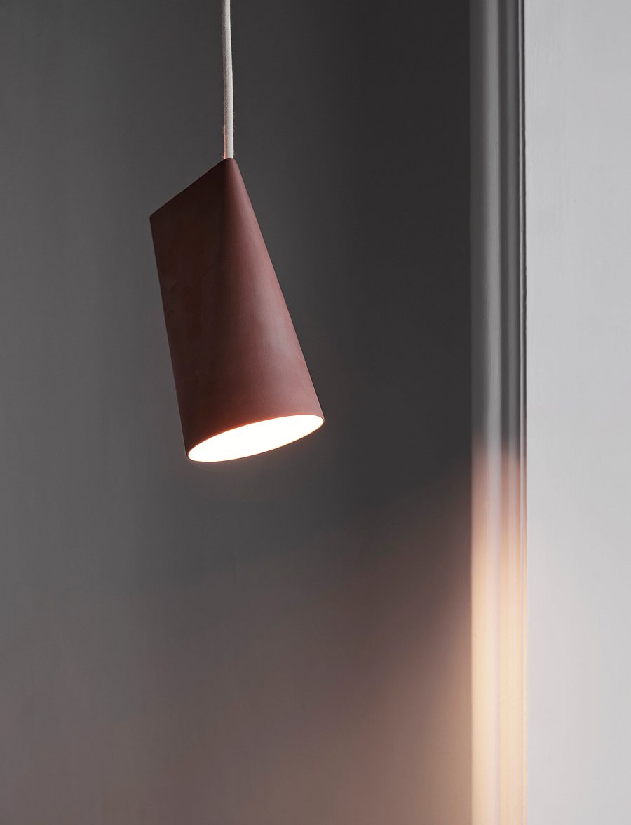 MOEBE - CERAMIC LAMP - pendellampen - terra cotta, wood - 0