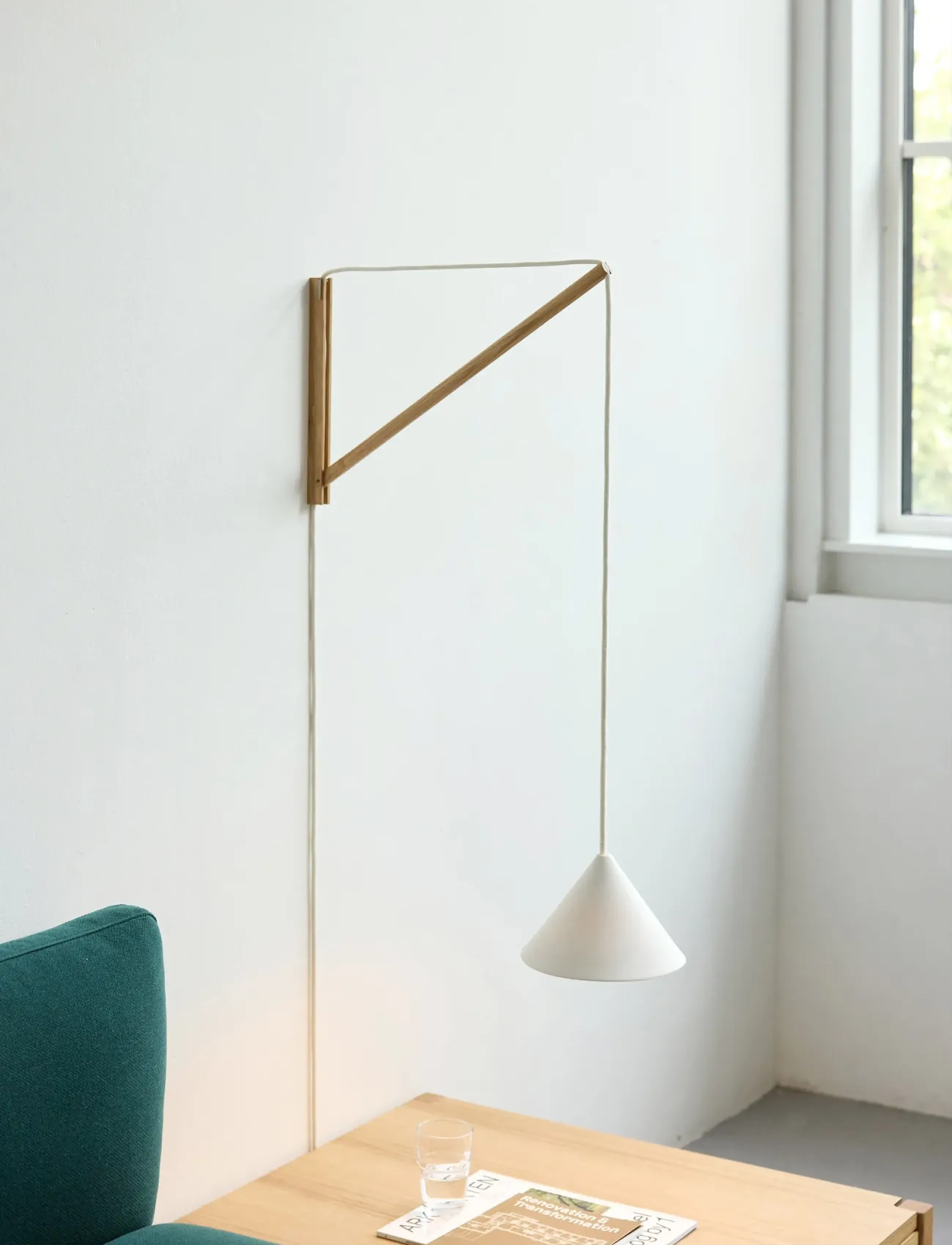 MOEBE Suspended Wall Lamp, Oak, White (Fsc 100 %), 70X 19X 65, Lamps, Weiß - Homeware