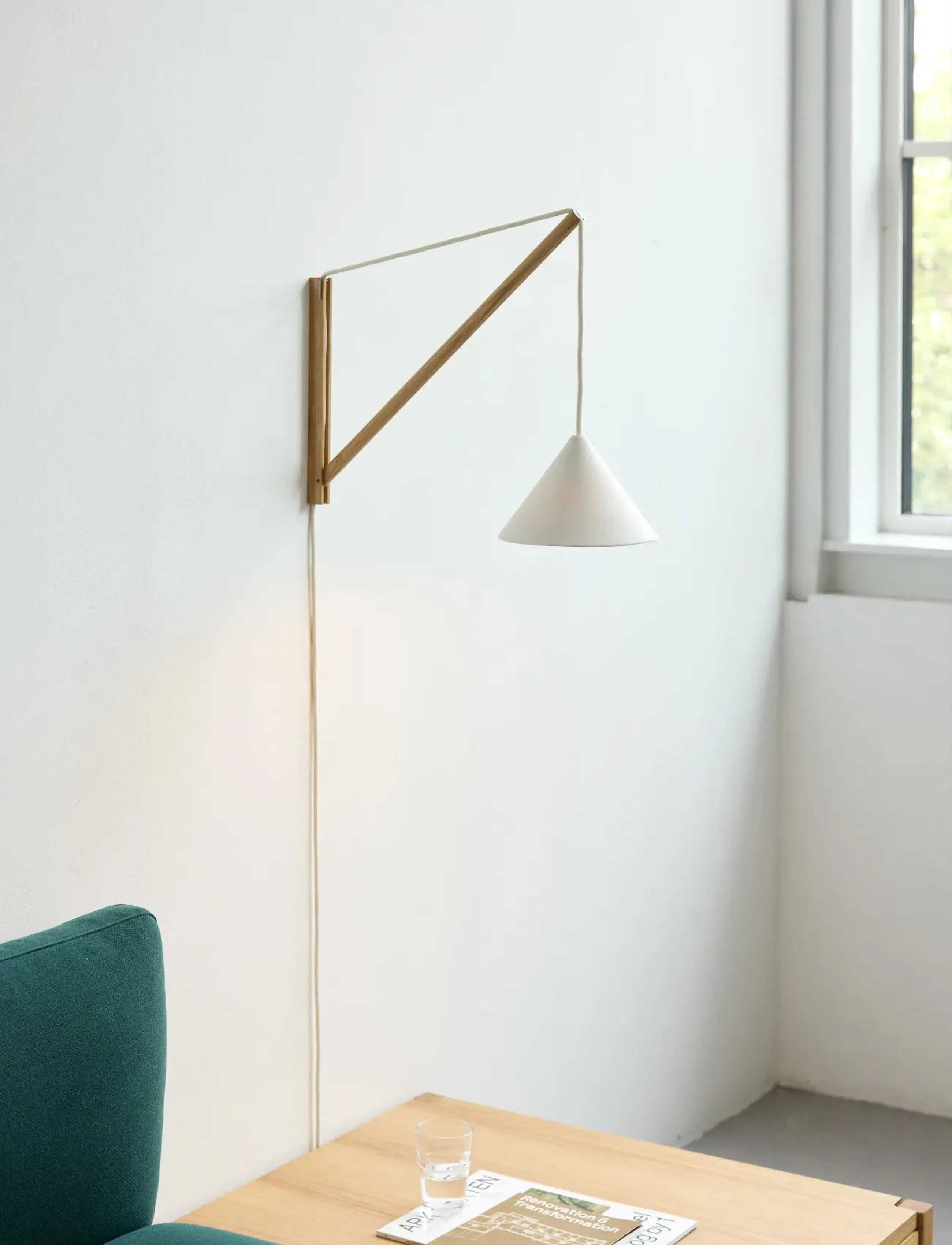 MOEBE - Suspended Wall Lamp, Smoked Oak, White (FSC 100 %) - væglamper - smoked oak - 5