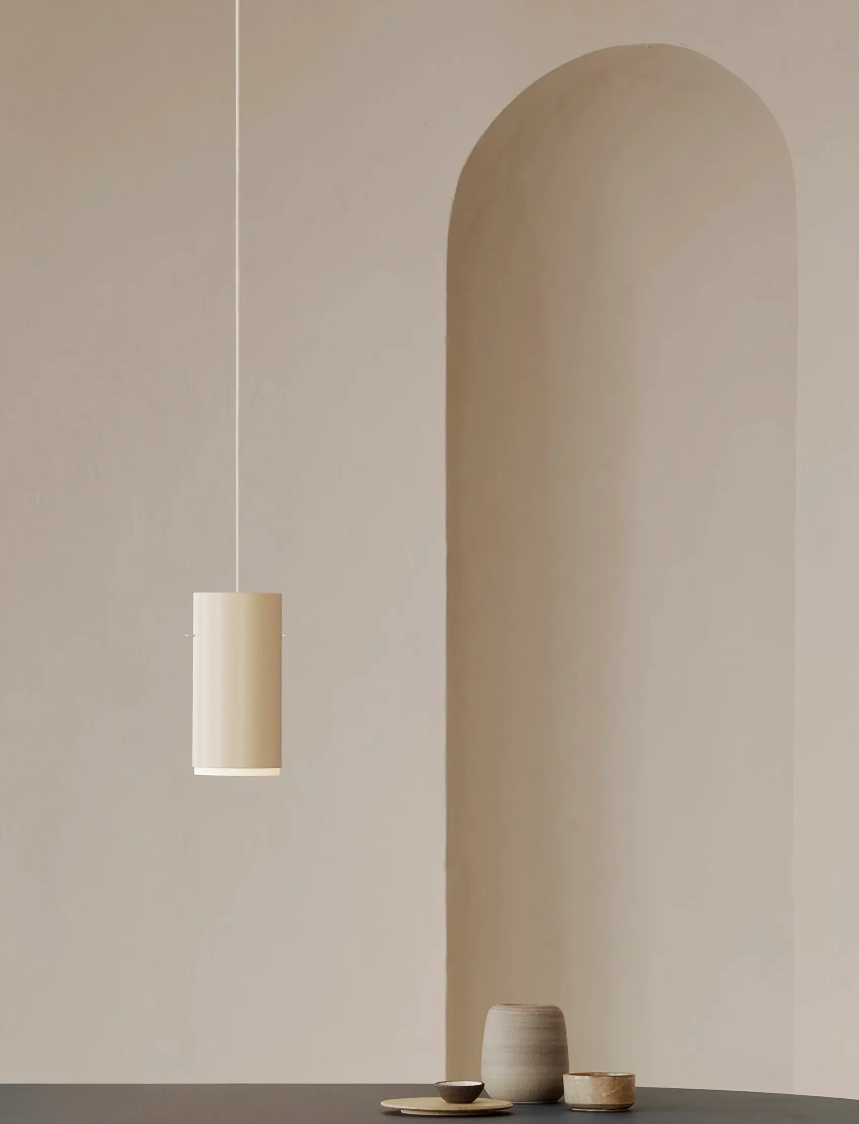 MOEBE Tube Pendant, Beige, Large, 14X8 cm, Ceiling Lamps, Creme - Pendant Homeware