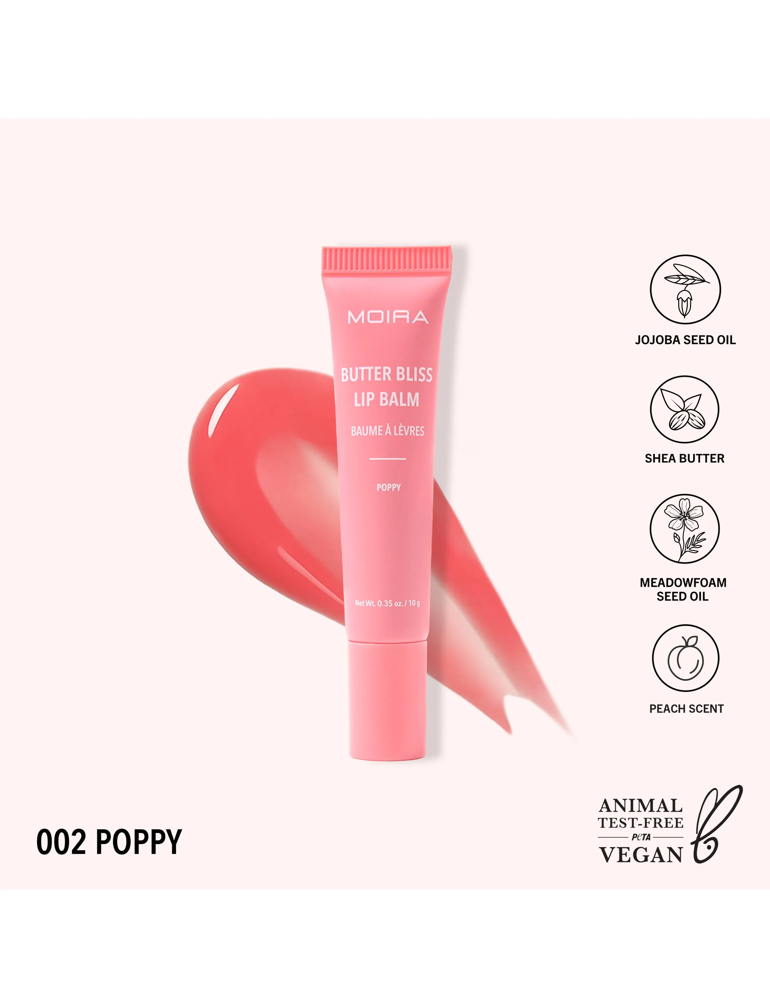 Moira - MOIRA Butter Bliss Lip Balm - huulepalsamid - 002 poppy - 2
