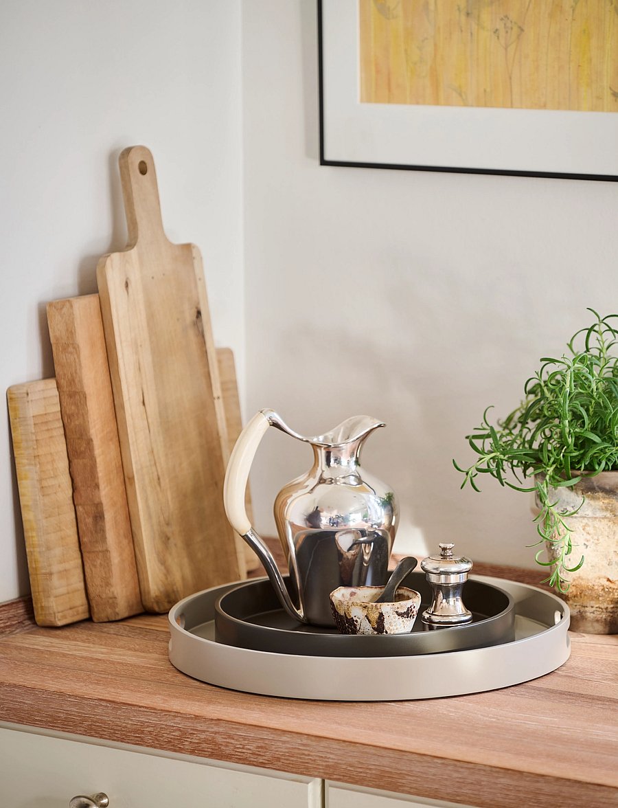 Mojoo - Matt Lacquer Tray w/handle - tabletts - fawn - 2