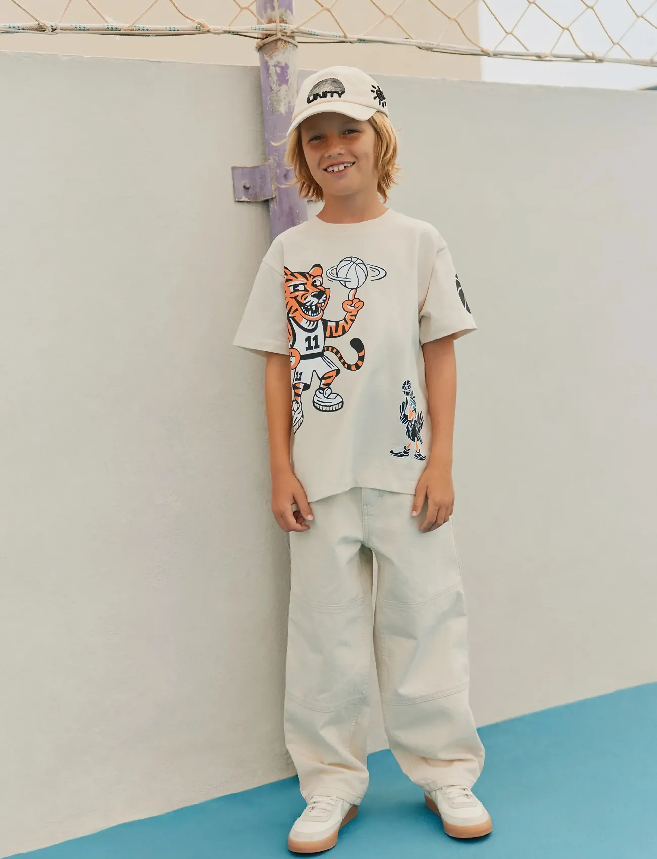 Molo Rodney, Børn, Racerbil Grafik T-Shirt, Cream, Str: 164