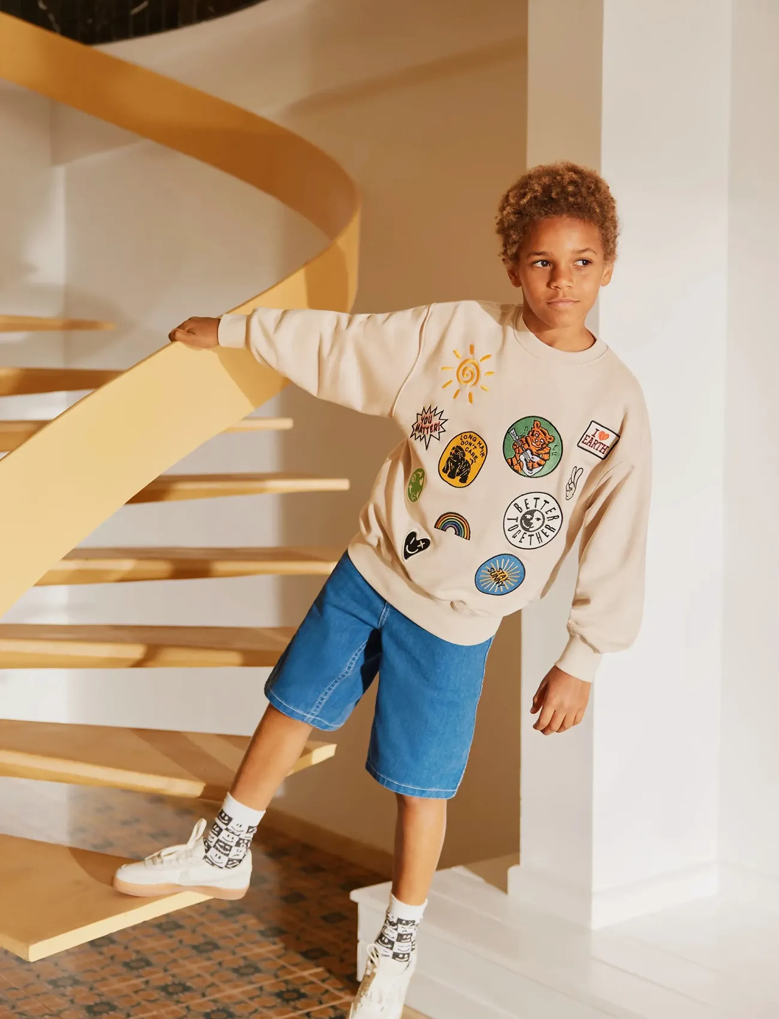 Molo Mar, Børn, Sweatshirt Med Patches, Cream, Str: 92