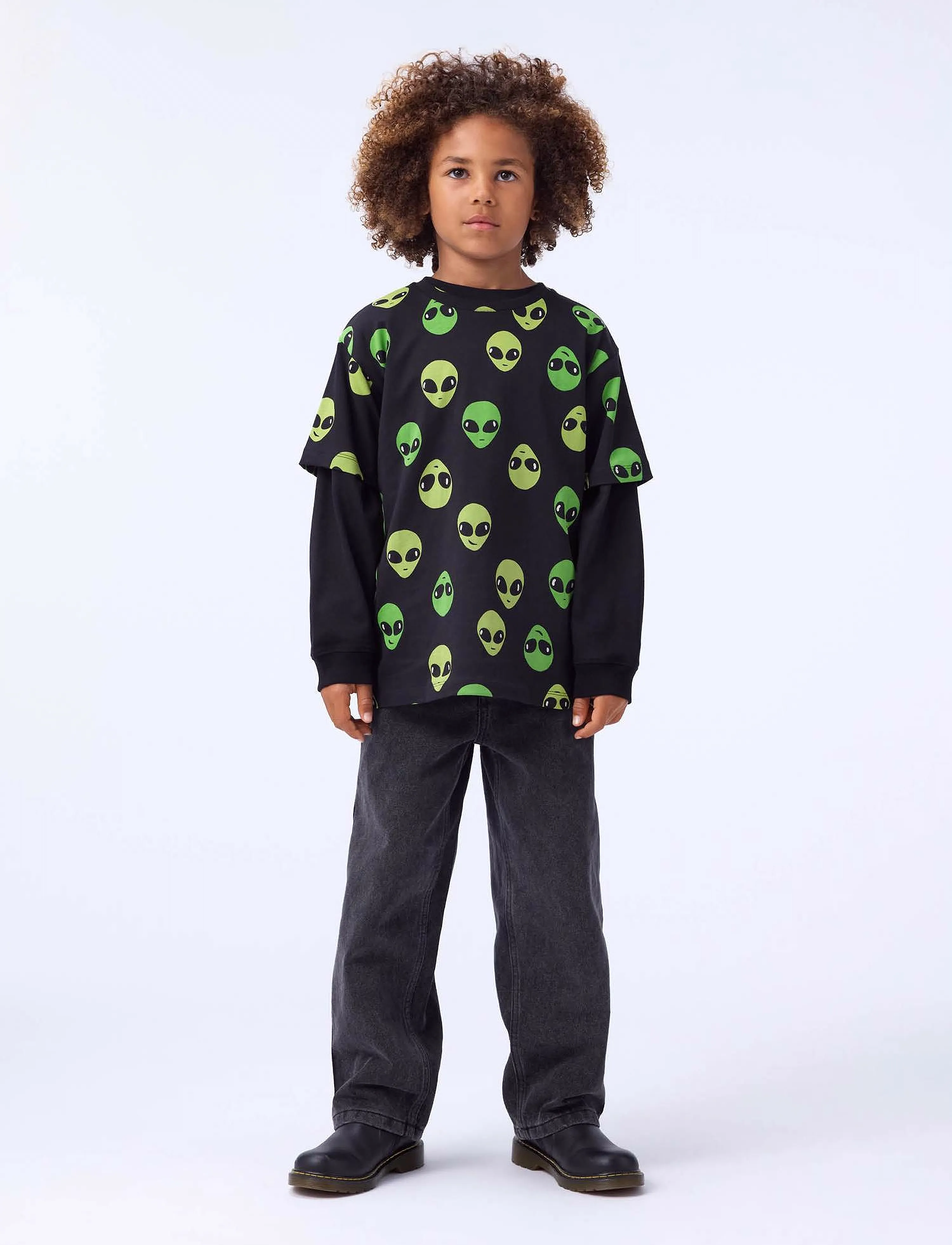 Molo Riley, Børn, Børne Jule Rum T-shirt, Sort, Str: 110