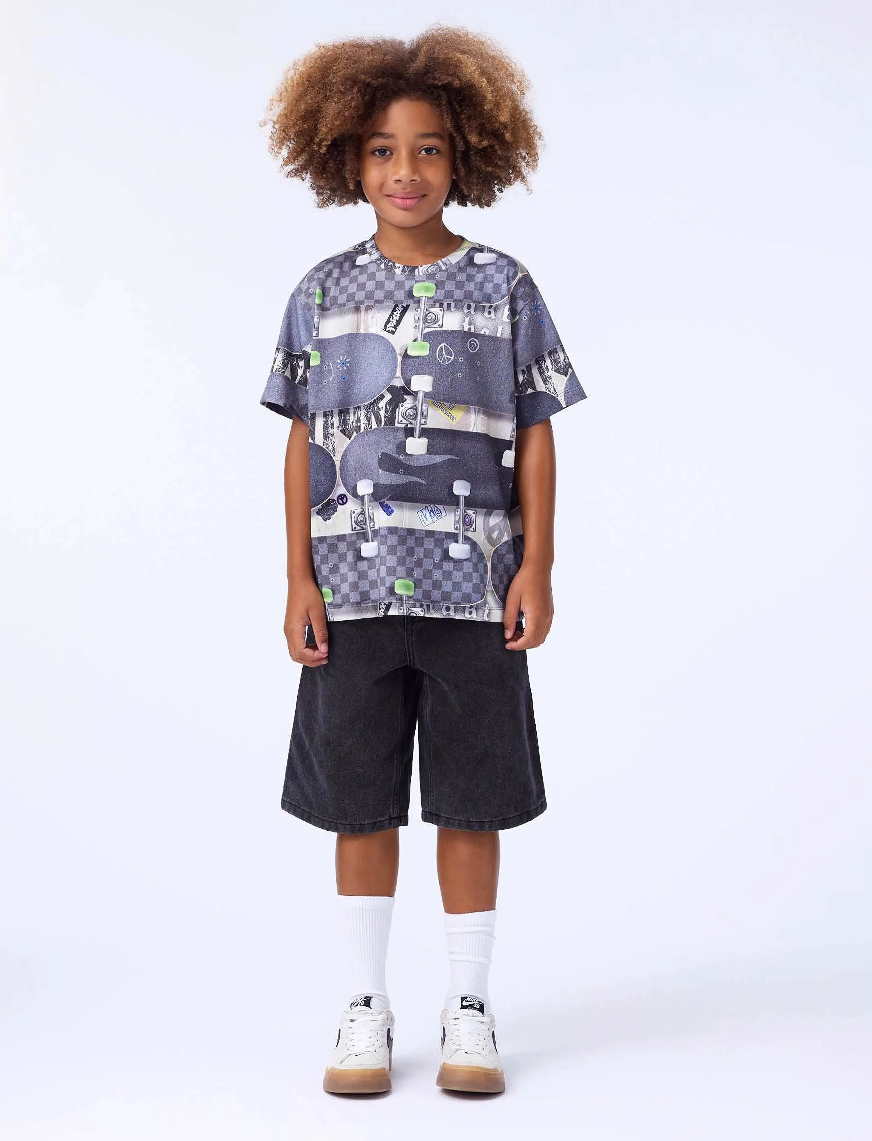 Molo Riley, Børn, Børne Jule Rum T-shirt, Grå, Str: 140